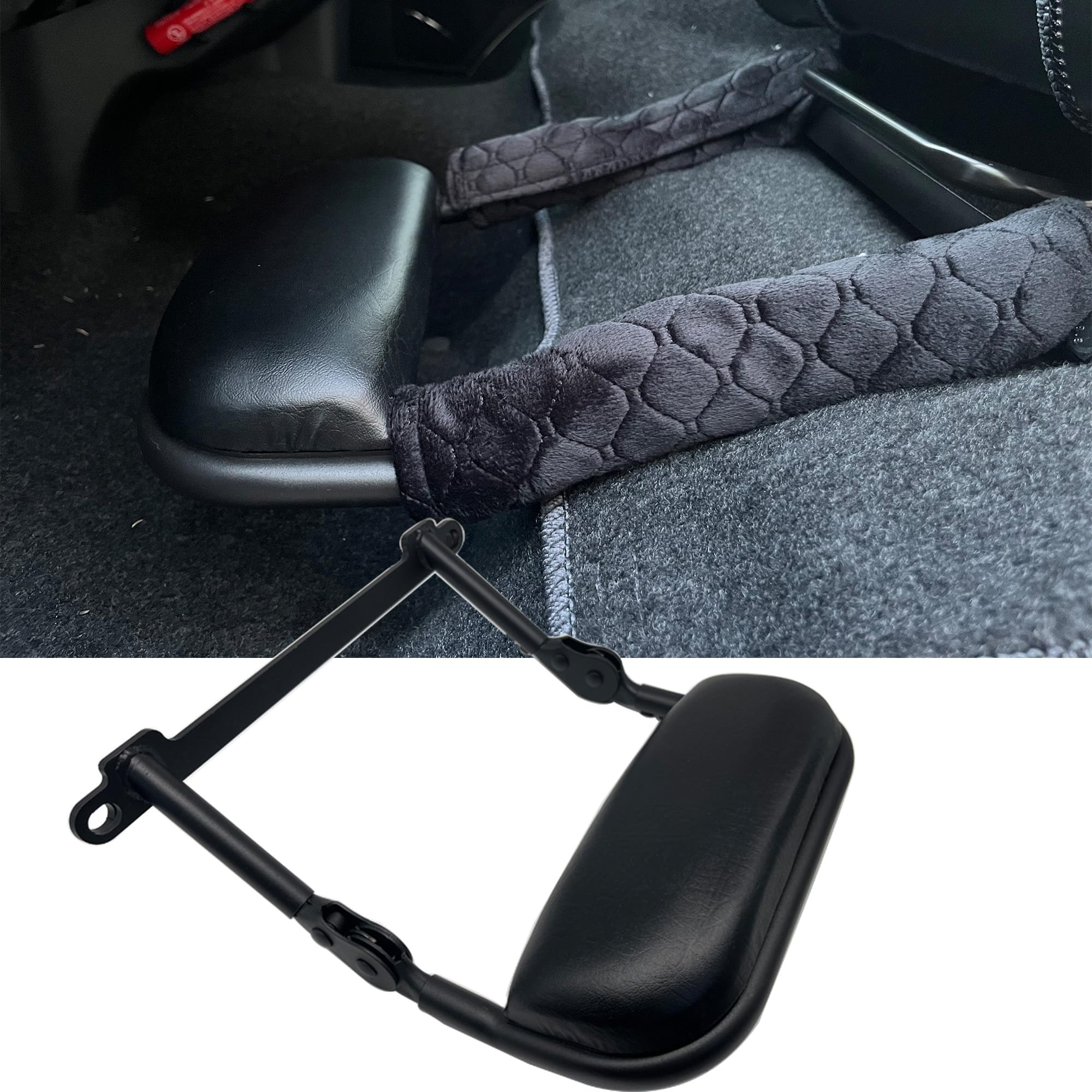 ハイエース フットレスト200系１型~8型対応 助手席専用 折畳める レザークッ…