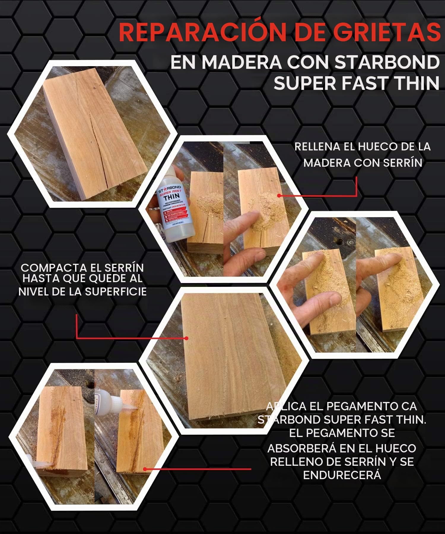 STARBOND Súper pegamento de cianoacrilato (CA) de grado premium por - KIT de recarga completo de 16 OZ (453 gramos) - Adhesivo de viscosidad súper rápido y delgado de 2 CPS para torneado de madera