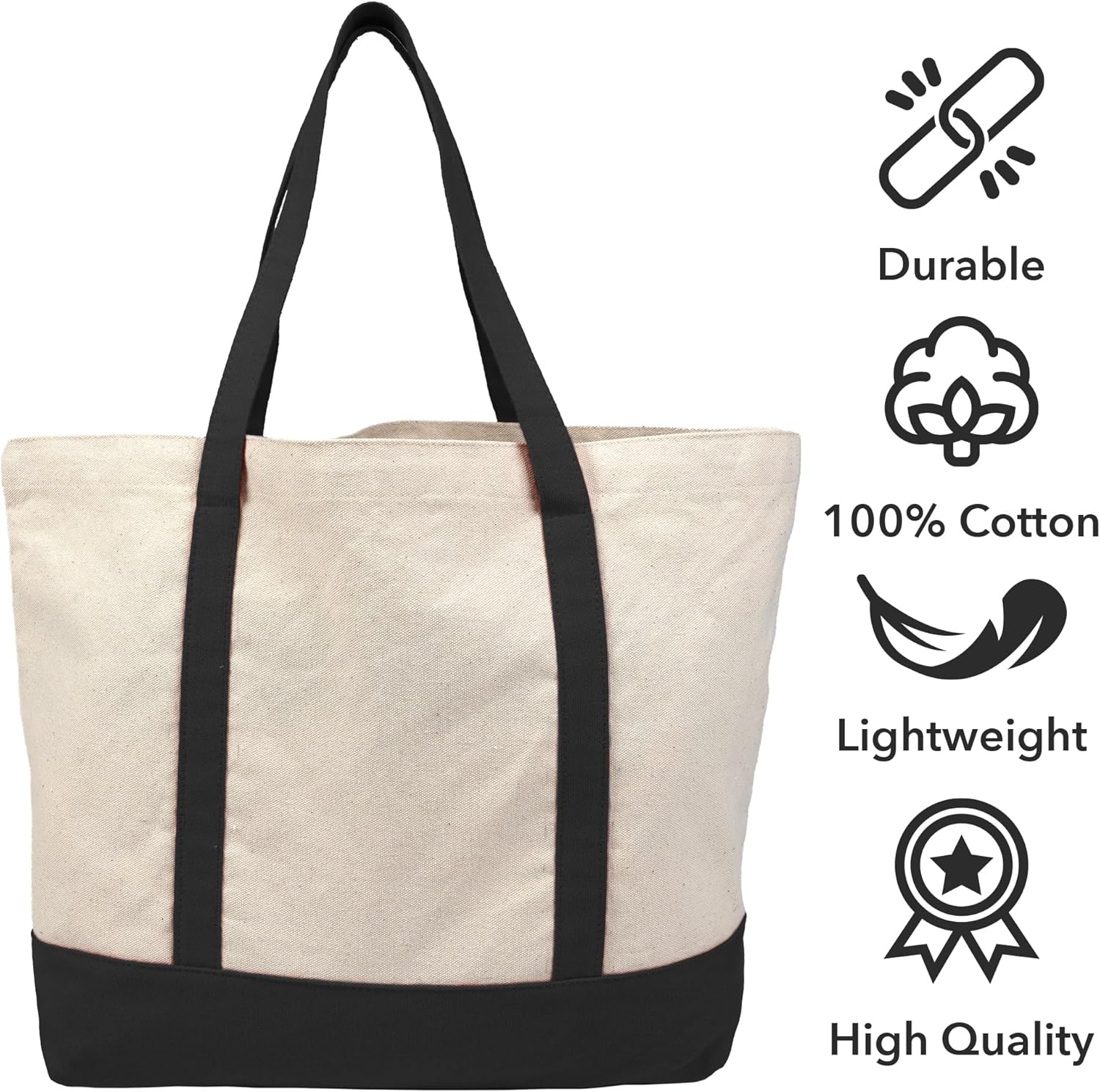 Campus Lab Collegiate Primary Logo Canvas Tote Bag With External Pocket, Reusable Shoulder Bag for Shopping, Beach