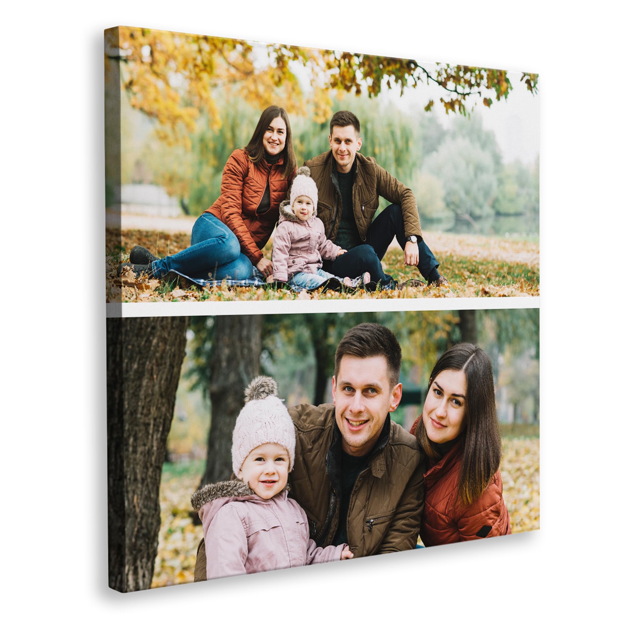 Print Maniacs Men's Square 2 Photo Personalised Canvas With Photo - Customised Gifts For & Dads