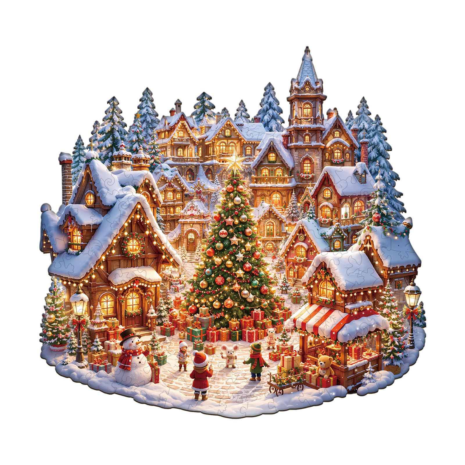 Wooden Puzzles for Adults - 34 cm x 32.6 cm Christmas Night Puzzle