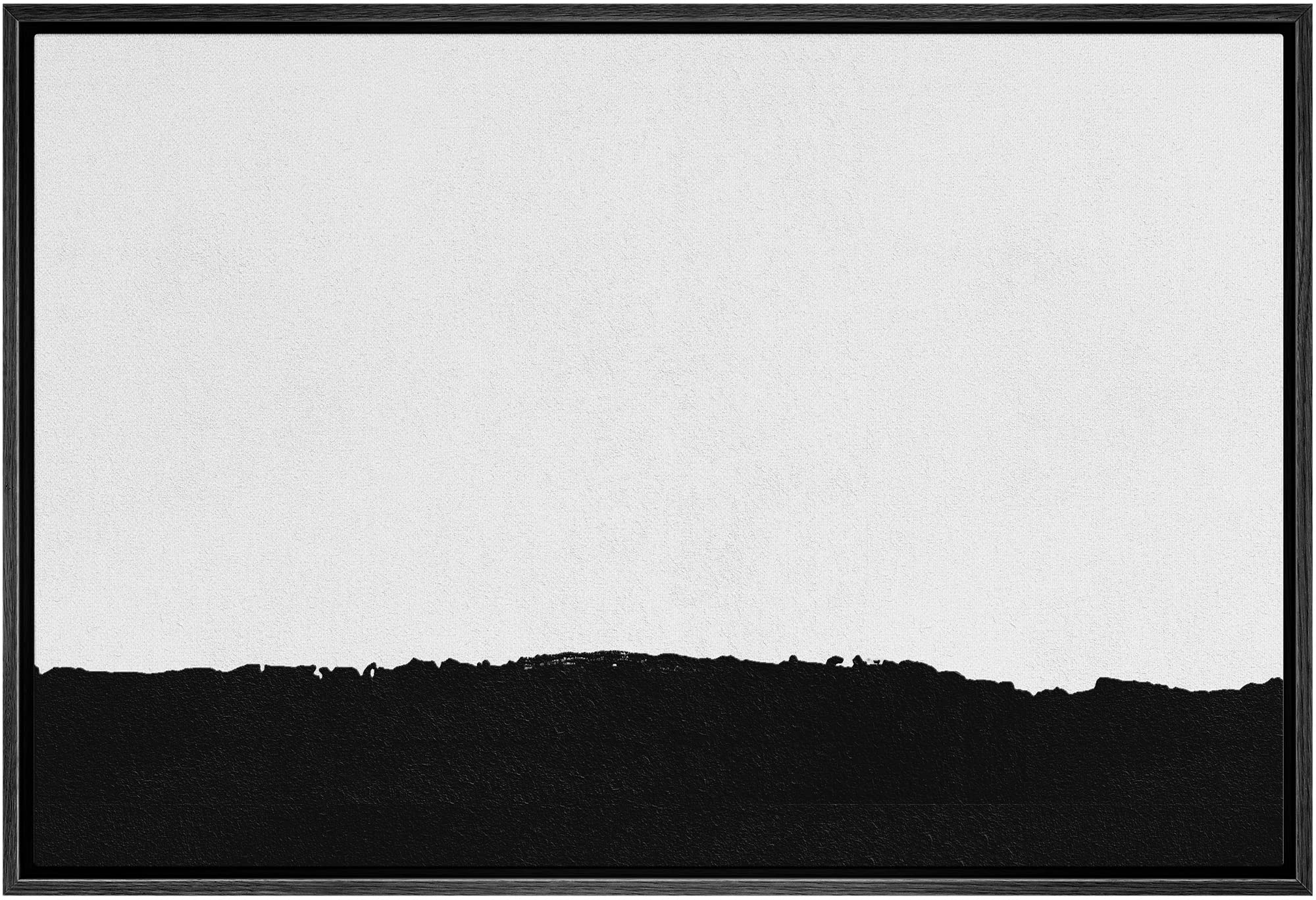 SIGNWIN Framed Canvas Print Wall Art Dark Black White Duotone Landscape Abstract Shape Illustrations Modern Art Decorative Contemporary Minimal for Living Room, Bedroom, Office - 24"x36" Black