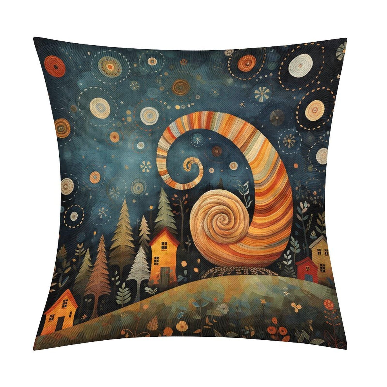 Adfgyerh Style Snail Element Picture Pillow Covers Soft And Comfortable Invisible Zipper ，Home Decor 18X18 Inch Edging Technology，Throw Pillow Covers For Couch Sofa Bedroom Living Room.