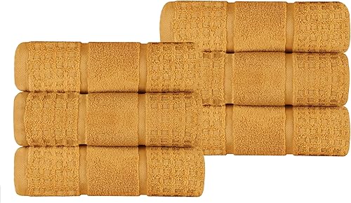 Superior Juego de toallas de mano de algodón, cero torsión, borde de gofre, toallas pequeñas, suaves y absorbentes, básicos de baño, esenciales para