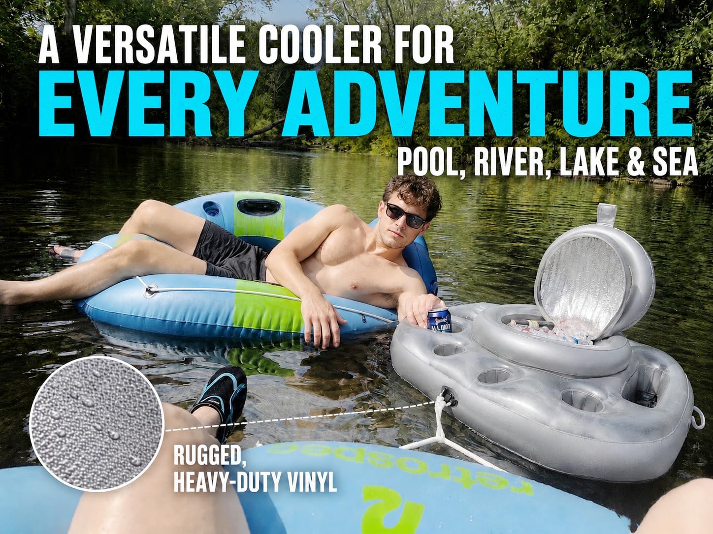 Pool Inflatable Floating Can Beverage Cooler for Swimming, Boating, Tubing image 2