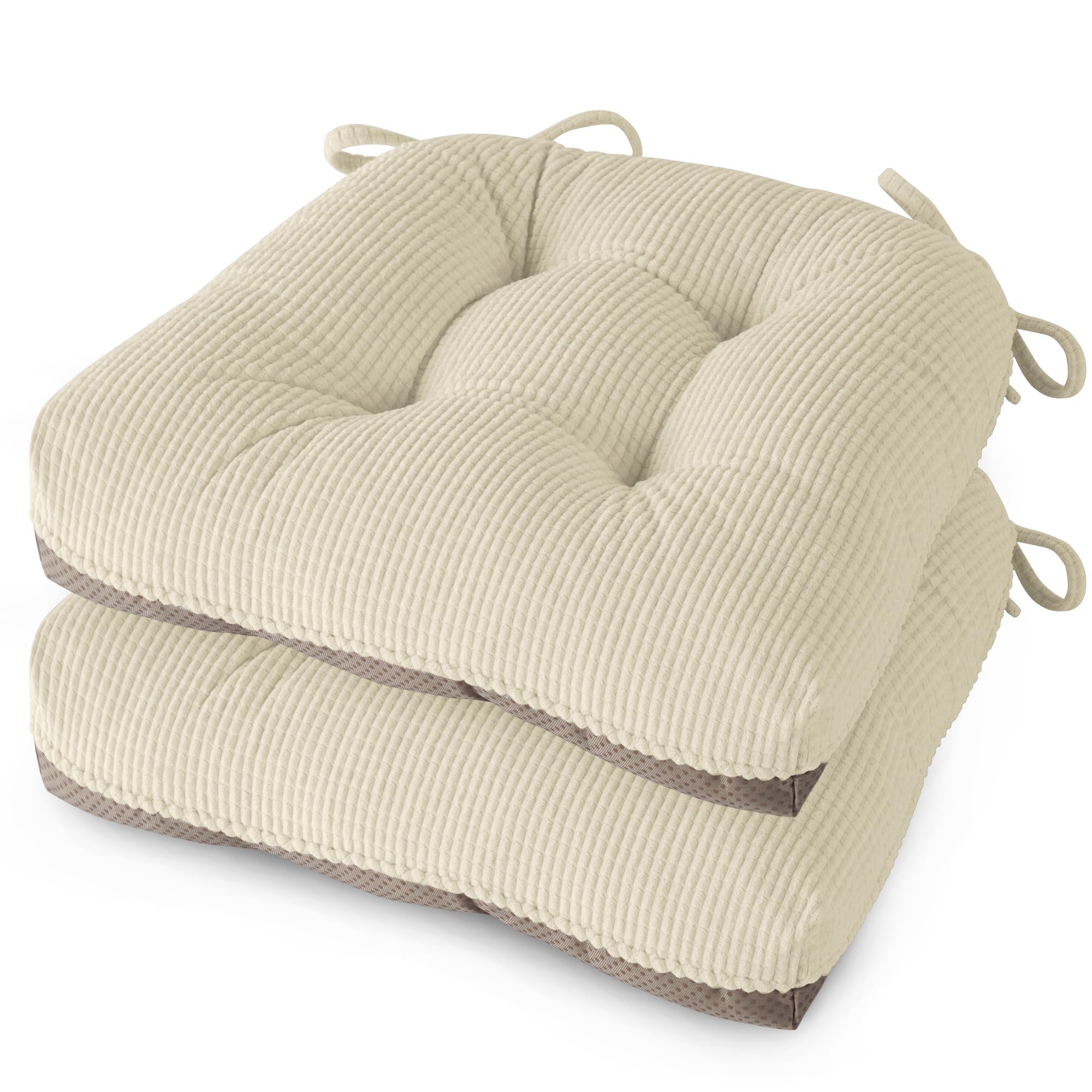 MineCozy Seat Cushions for Dining Chairs Set of 2, 46X42X8cm, Cream