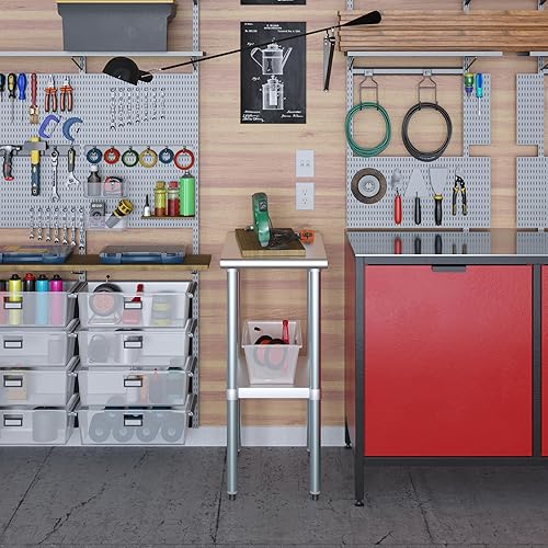 Miniatura 8 de AmGood Mesa de trabajo de acero inoxidable con estante inferior  Preparación de alimentos NSF  Estación de trabajo utilitaria  (15 pulgadas de largo