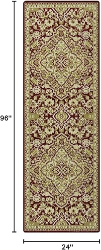 Vista 2 de Fashionwu Alfombra larga para pasillo, alfombra floral que no desprende pelusa, alfombra grande oriental envejecida, larga para baño, sala de estar