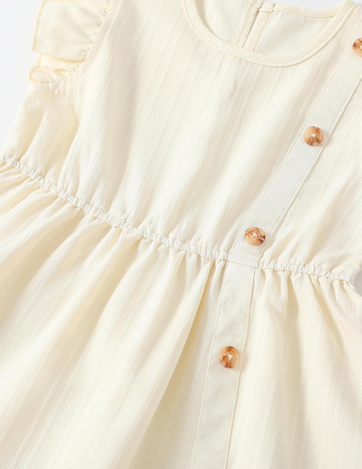 Girls Dress Summer Solid Cute Casual Kids Dresses Flutter Sleeve Swing Twirly Tween Sundress Beach Party Outfit 4-12Y