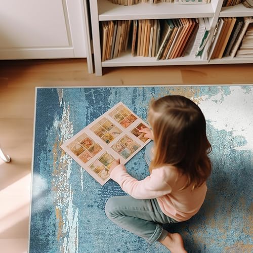 Miniatura 383 de Ashler - Alfombras bohemias vintage de 5 x 8 pies para sala de estar, lavables a máquina con parte trasera antideslizante, alfombra para interiores