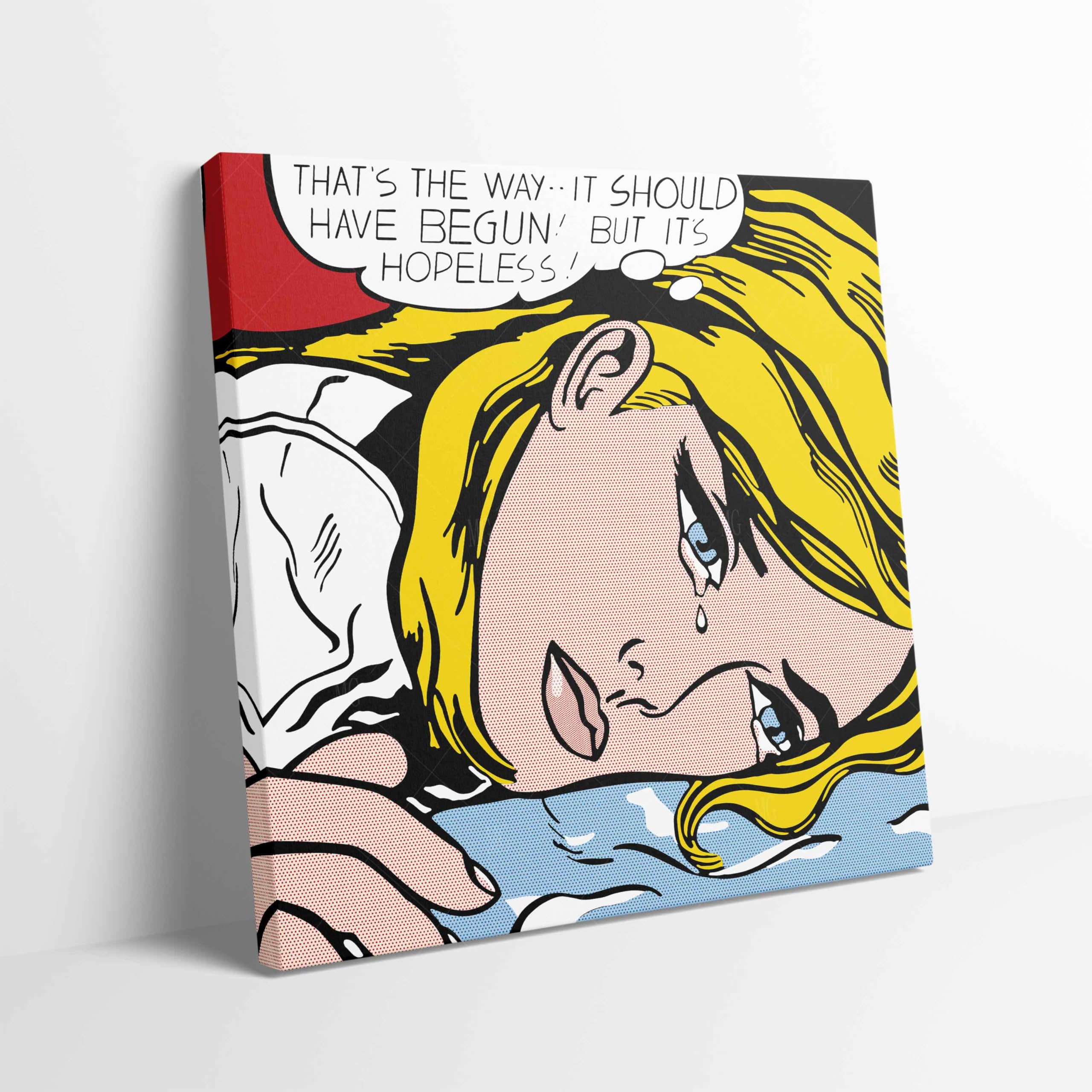 Roy Pop Art Hopeless Stretched Canvas Modern Wall Art Picture Prints Home Office Hotel Decoration Multiple sizes Ready to Hang (12x12inch / 31x31cm)