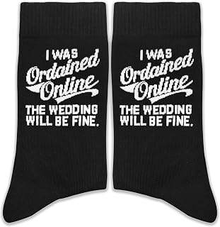 Funny Novelty Socks Gifts for Wedding Officiant - I Was Ordained Online The Wedding Will Be Fine - Officiant Socks.(084)