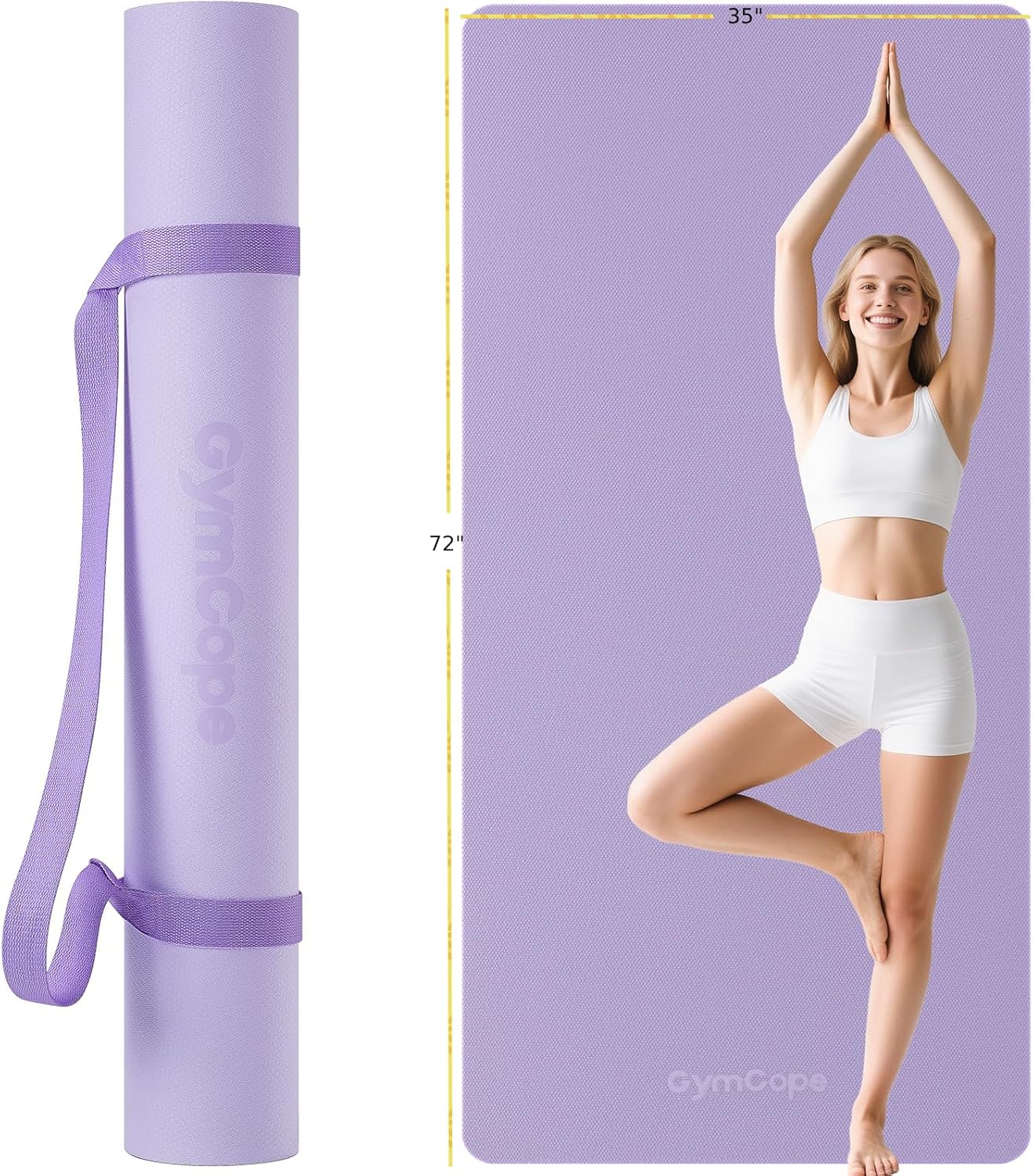 Extra Large Yoga Mat – 72"x48" or 78"x57", 1/4"–1/2" Thick Mat for Women & Men, TPE Non-Slip Pilates Mat for Home Gym, Yoga, Stretching, Meditation