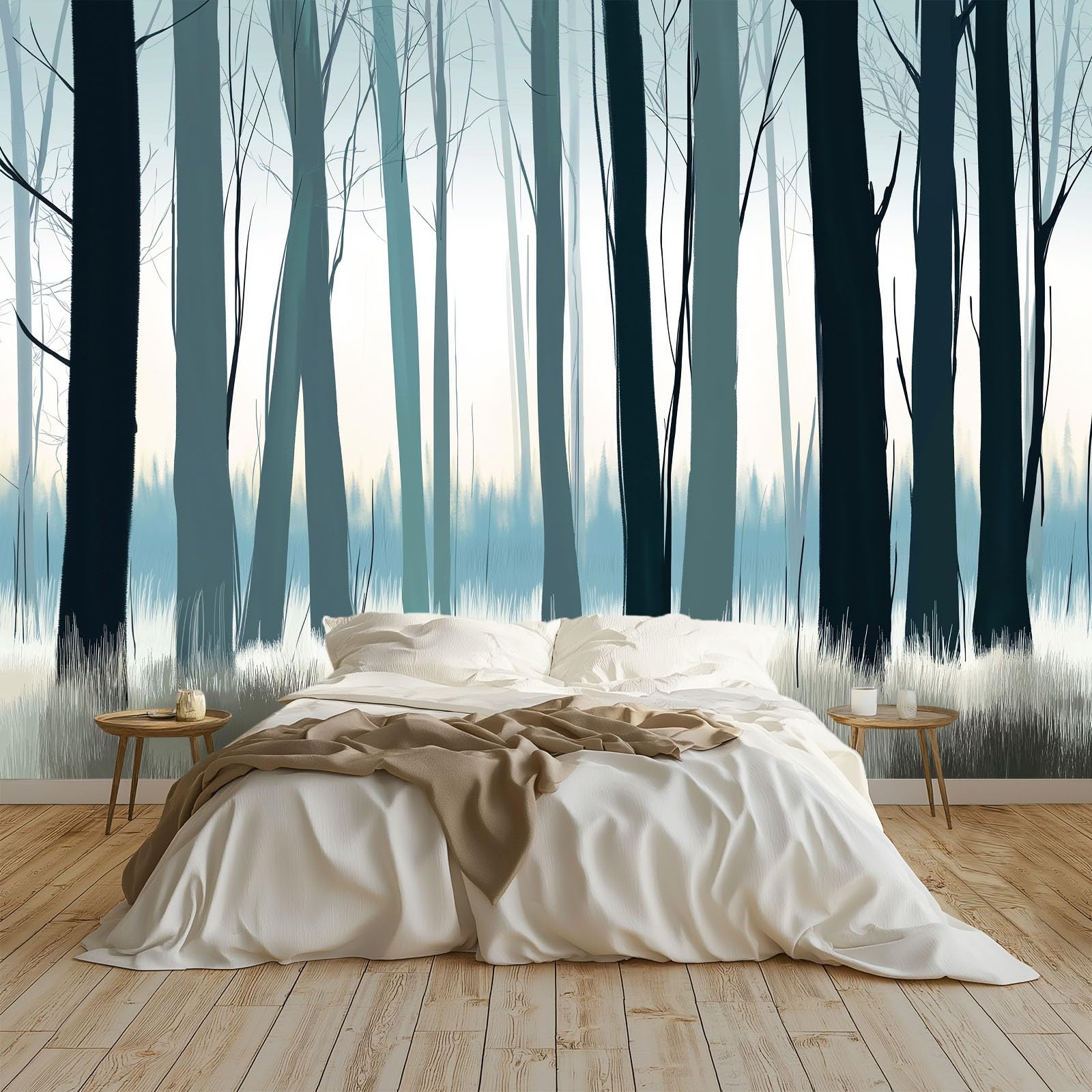 Obraz cyfrowy, tapeta z włókniny, brzozowy las, 400 x 280 cm, fototapeta do sypialni, biała fototapeta, plakat, pokrycie ścian, do pokoju dziecięcego, domu, restauracji, salonu, przedpokoju