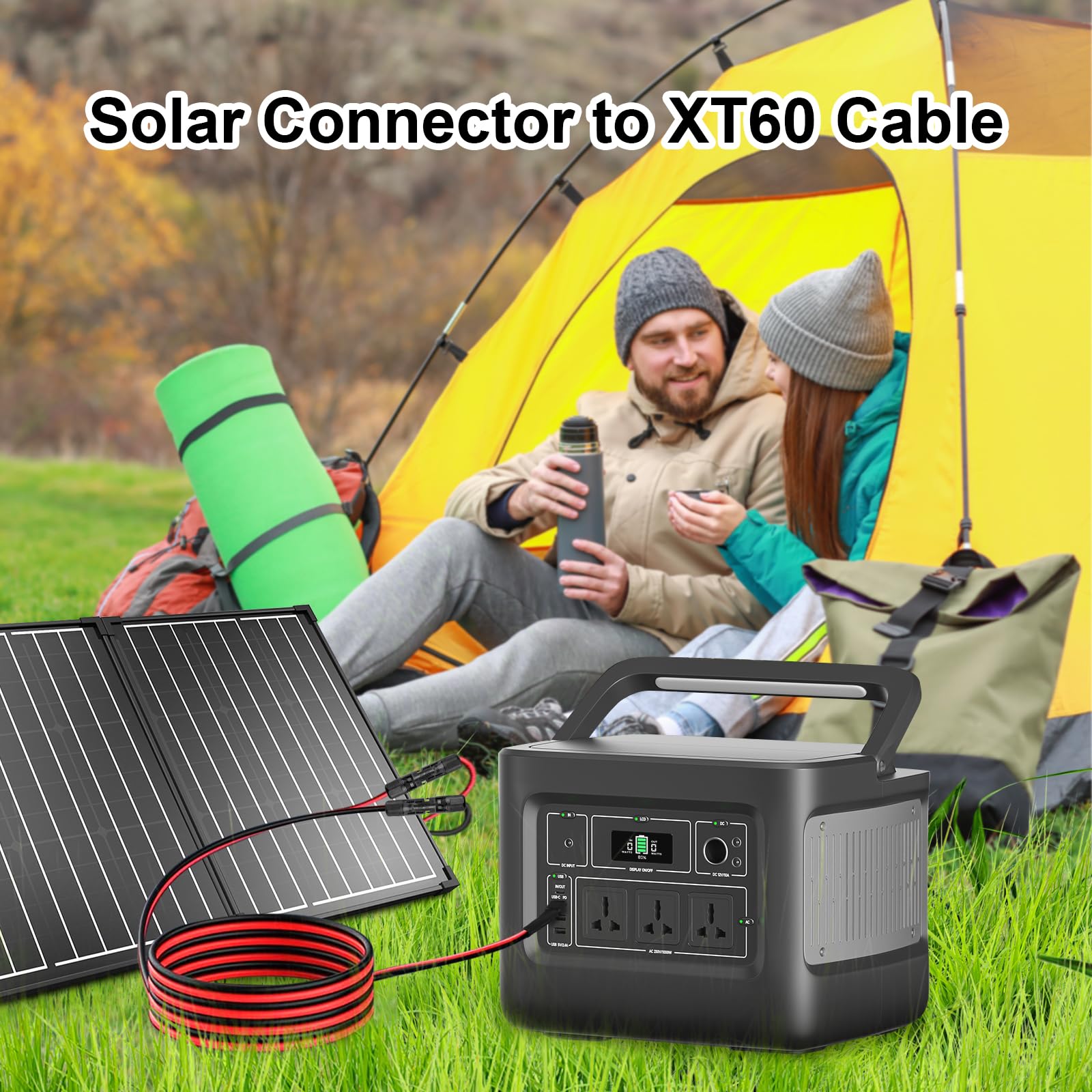 XRDS -RF Conector solar a cable XT60 de 30 pies, 10 AWG solar a XT60 hembra, cable de alimentación nominal de 600 V para paneles solares, baterías, estaciones eléctricas, transferencia de alta
