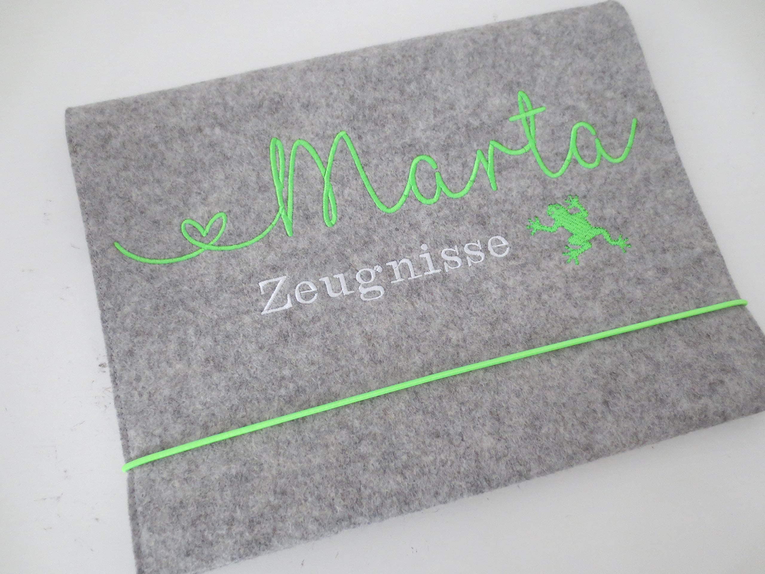 Zeugnismappe Wollfilz Mappe Zeugnisse DIN A4 Grundschule Schule "Eidechse"
