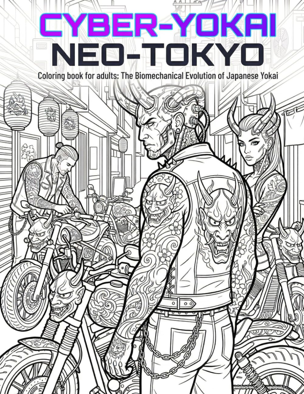 CYBER-YOKAI NEO-TOKYO: Coloring book for adults: The Biomechanical Evolution of Japanese Yokai