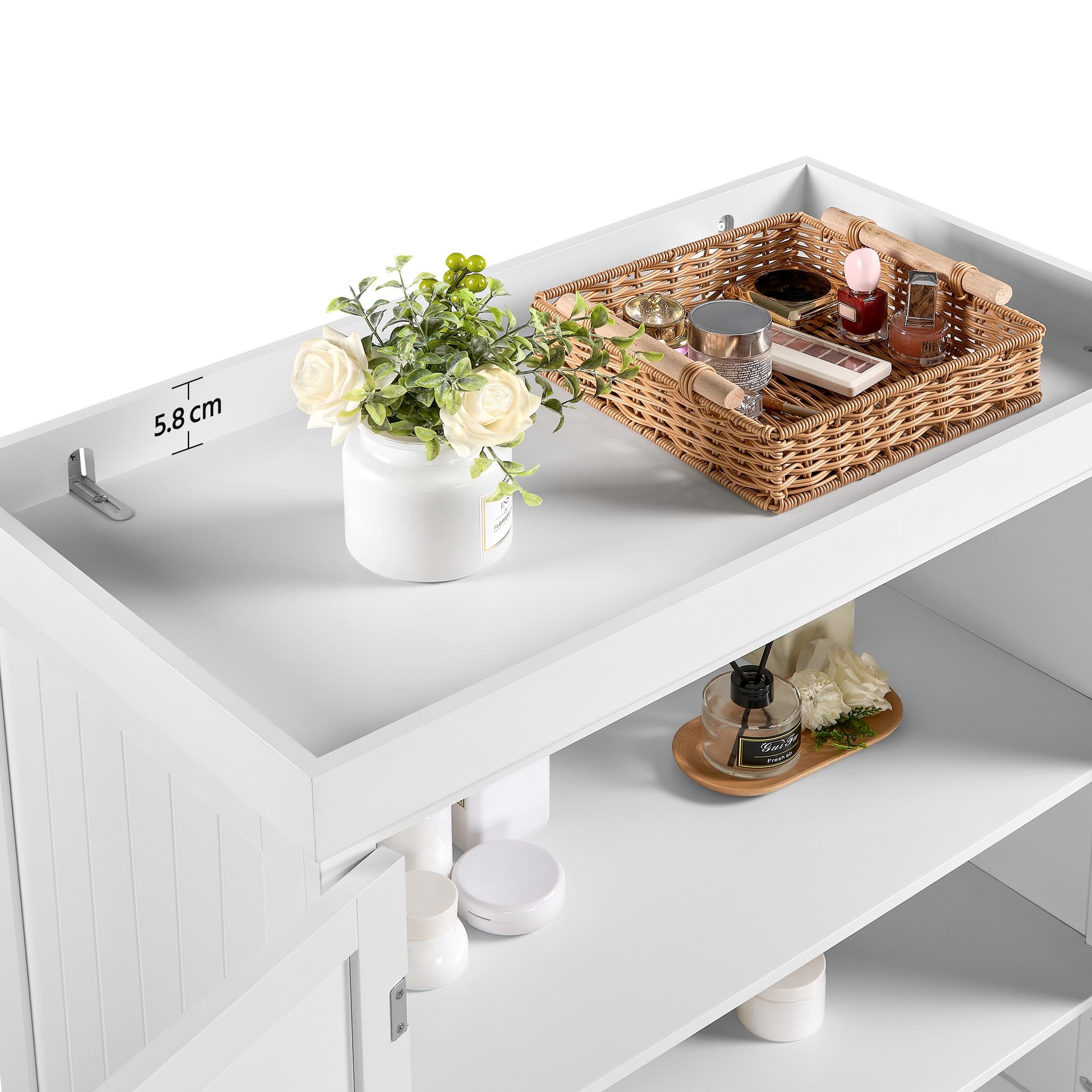 Yaheetech Armario de Almacenamiento con 4 Puertas y 1 Cajón, 183.5x76.5x40.5 cm, 2 Estantes Ajustables para Cocina, Salón y Entrada, Blanco