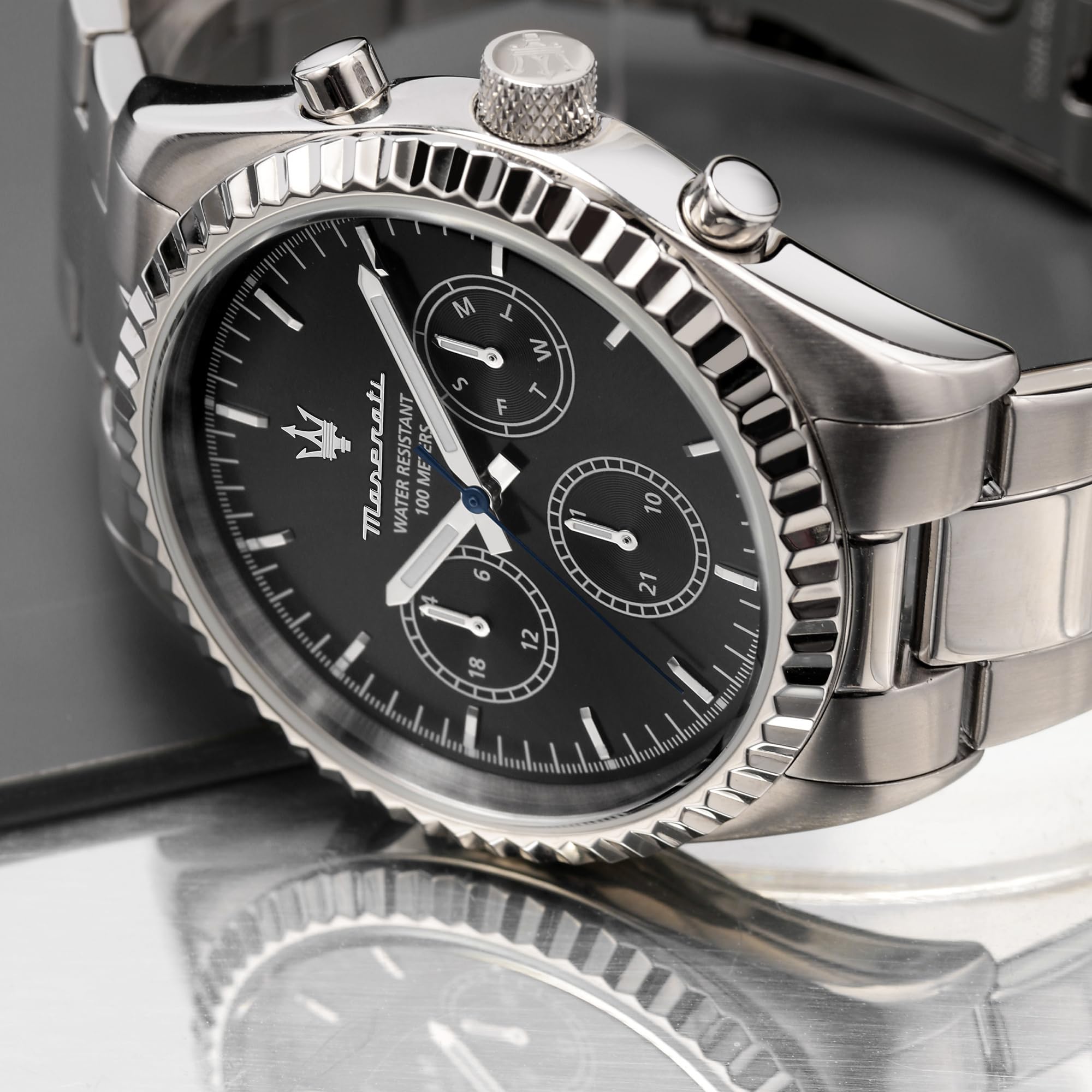 Maserati Reloj para Hombre, Colección Competizione, en Acero Inoxidable, con Correa de Acero Inoxidable - R8853100023