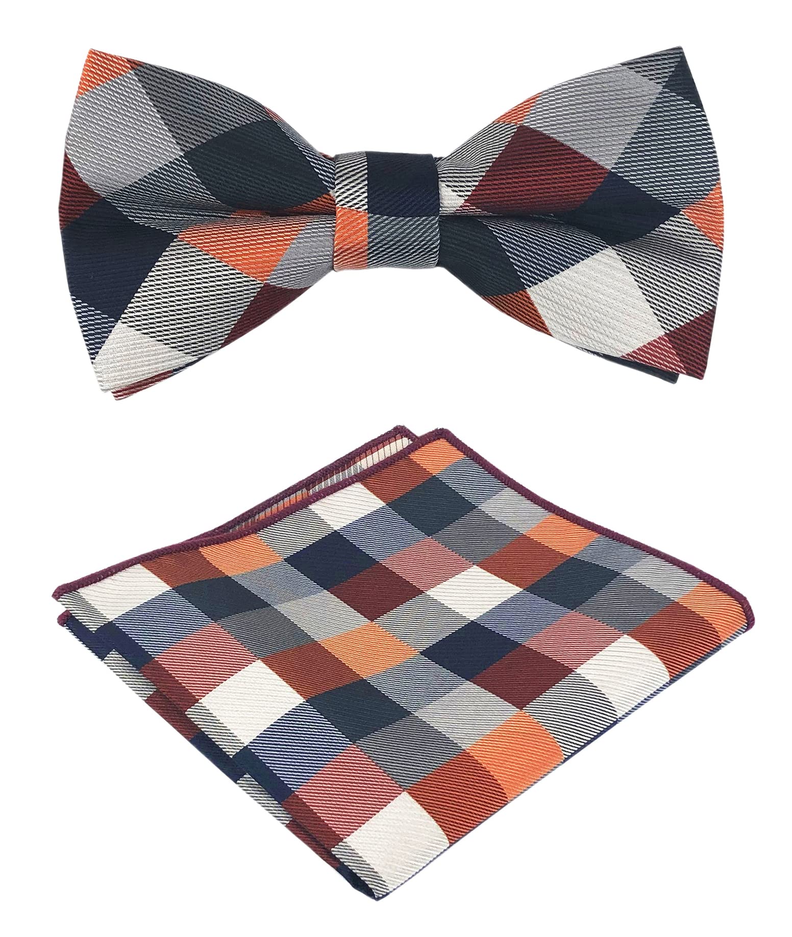 Kihatwin Skinny Ties for Mens Novelty Plaid Check Business Wedding Fashion Formal Neckties 2.7, Pocket Square, Bow Ties