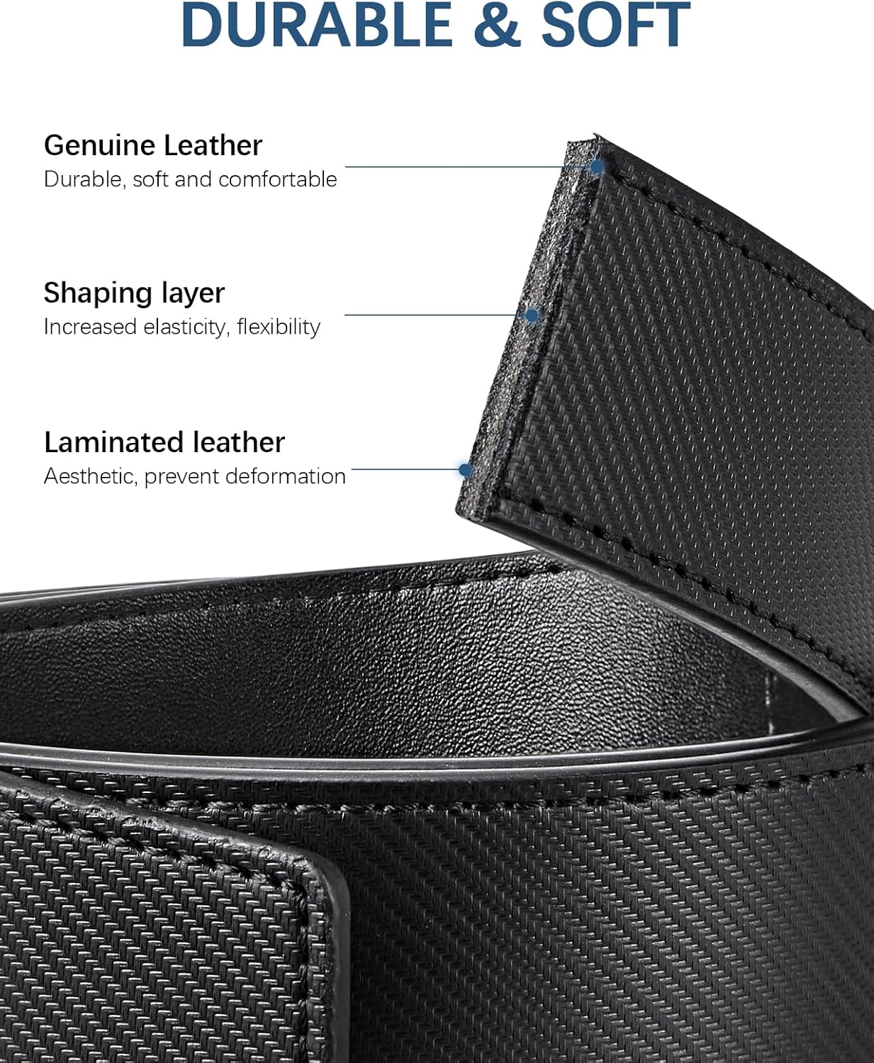 BOSTANTEN Men's Belt, Ratchet Belts for Men Leather Dress Casual with Adjustable Buckle, Cut for Fit - Image 5