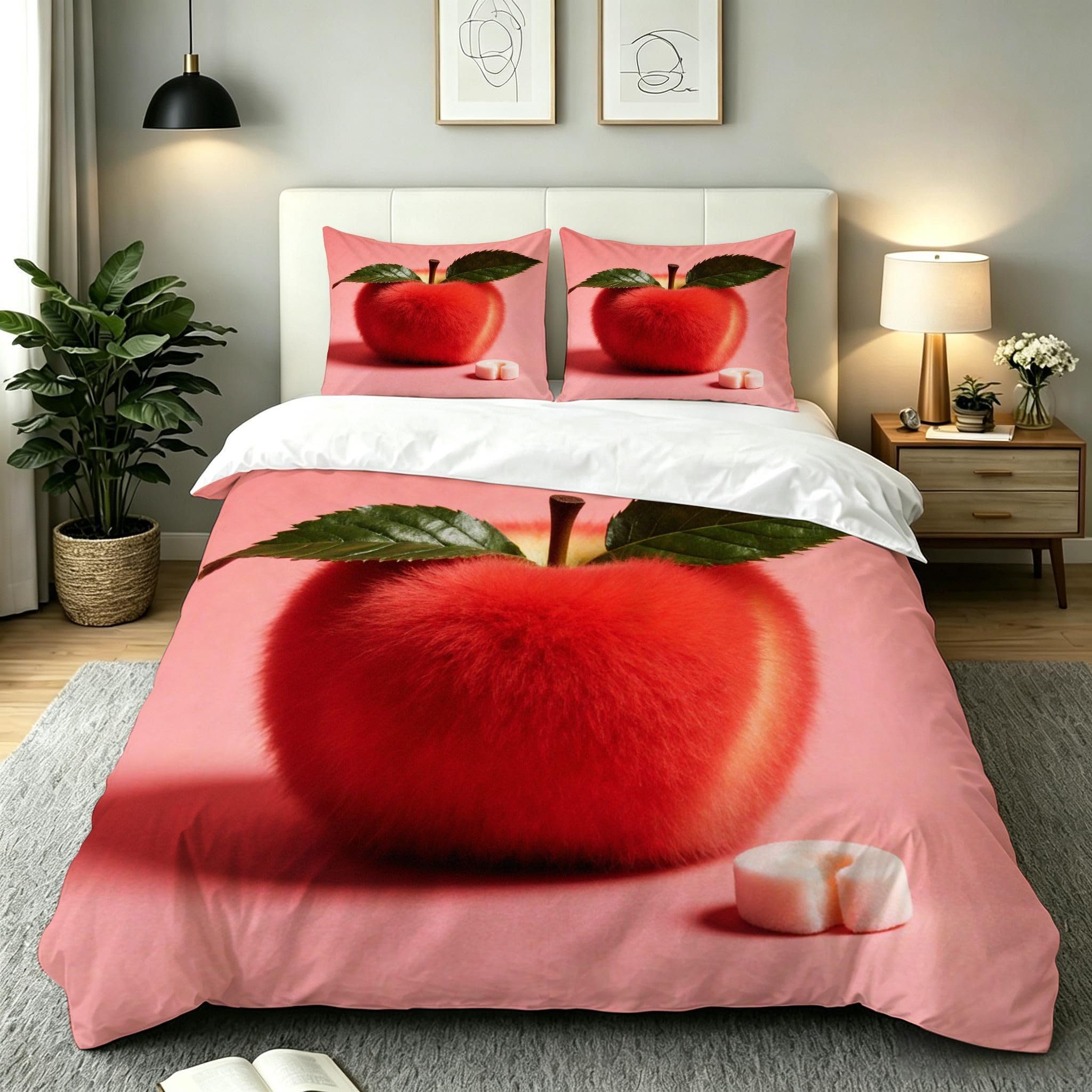 Housse de couette 220x240 fruits rouges parure de lit douceur supérieure AW9371