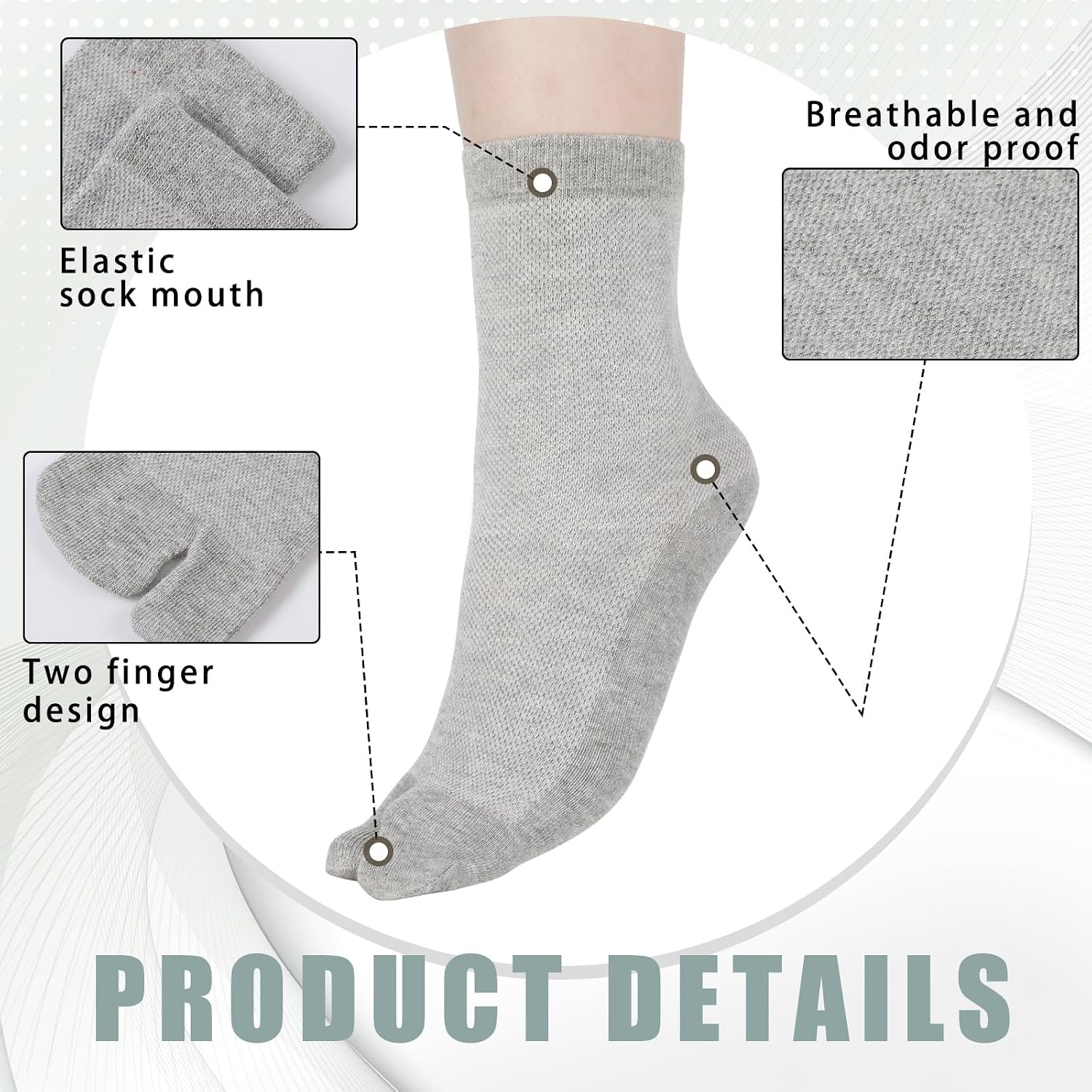 Bencailor 6 Pairs Tabi Socks Elastic Split Two Toe Tabi Flip Flops Socks Ankle Cotton Sandal Matching for Men Women Unisex