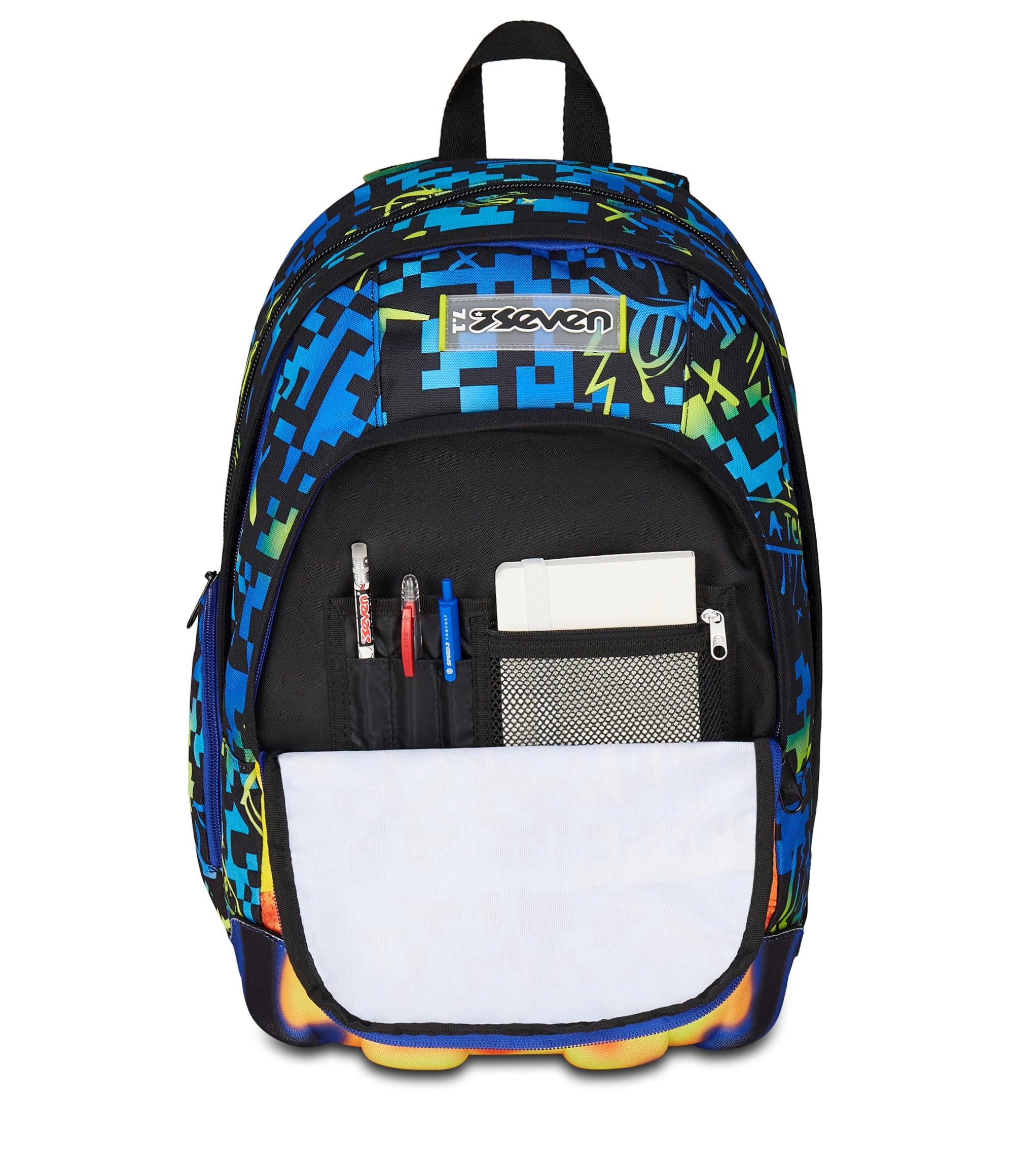 Seven Sac à Dos d'école Double, Bleu, Double Compartiment de 31 L, avec Poche pour PC, Poche pour Bouteille d'eau et Poche avec Organisateur, Sac à Dos d'école Moyenne et supérieure, Sac à Dos garçon