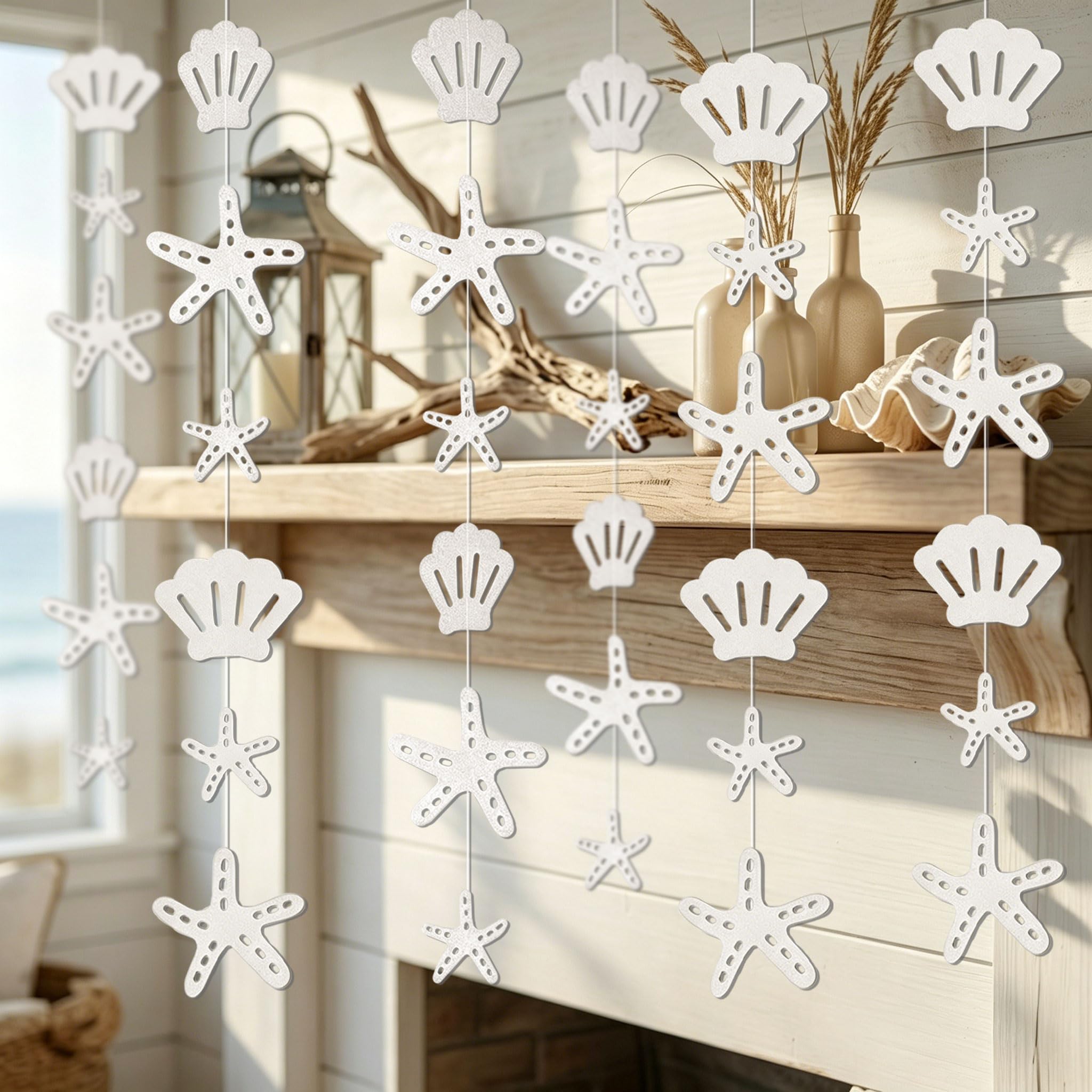 Beach Seashell Starfish Garlands Coastal Decorations Seashell Banner