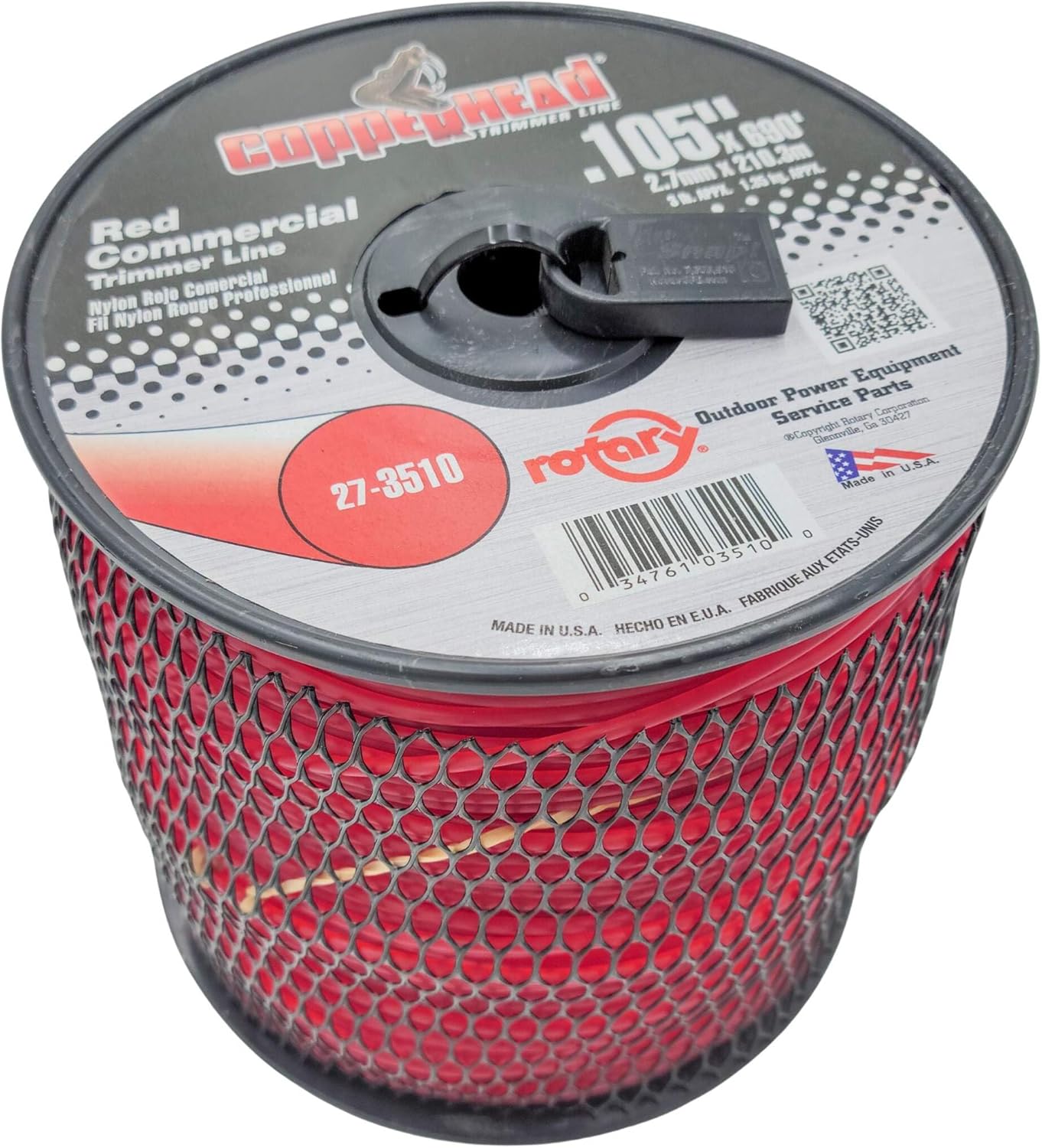 .105" Trimmer Line w/Cutter Rotary Round Medium Spool Red (3510)