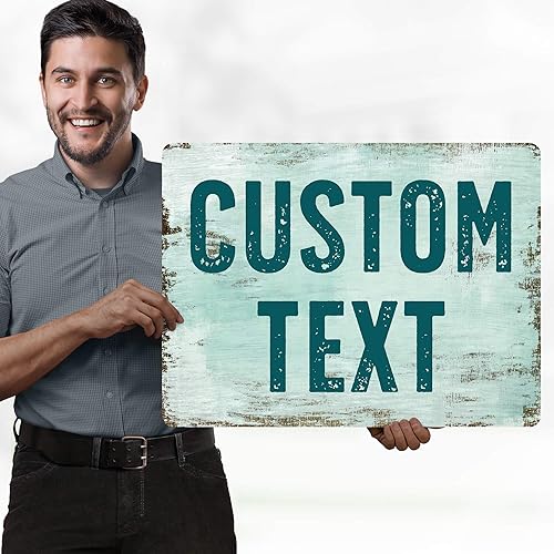 Miniatura 387 de My Sign Center - Letrero personalizado, 11 colores de fuente, 13 estilos de fuente, 4 opciones de agujero, 22 tamaños, 8 x 32 pulgadas, sin óxido,