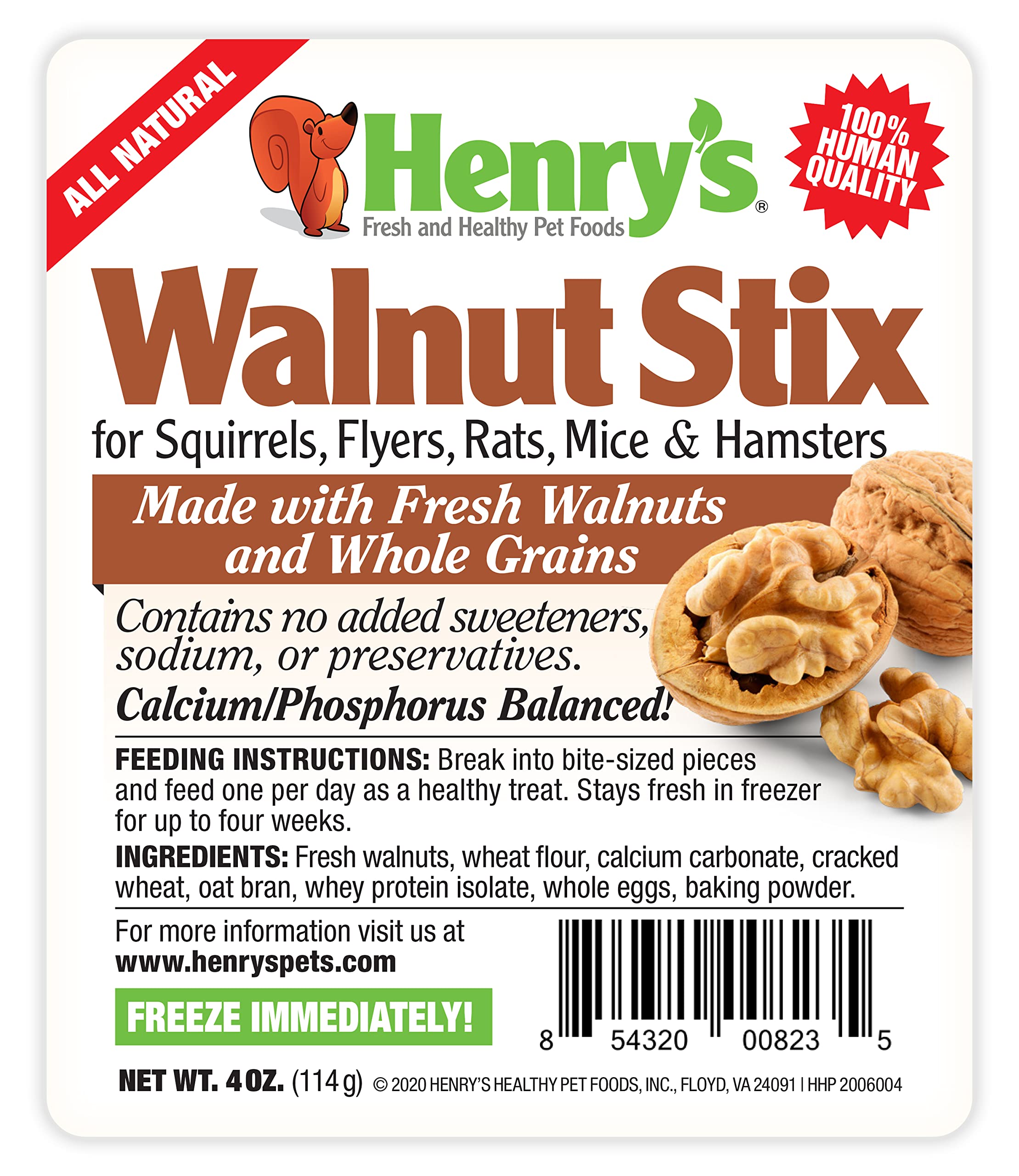 Henry’s Walnut Stix: All-Natural & Fresh Squirrel and Hamster Treats, 4 Ounces