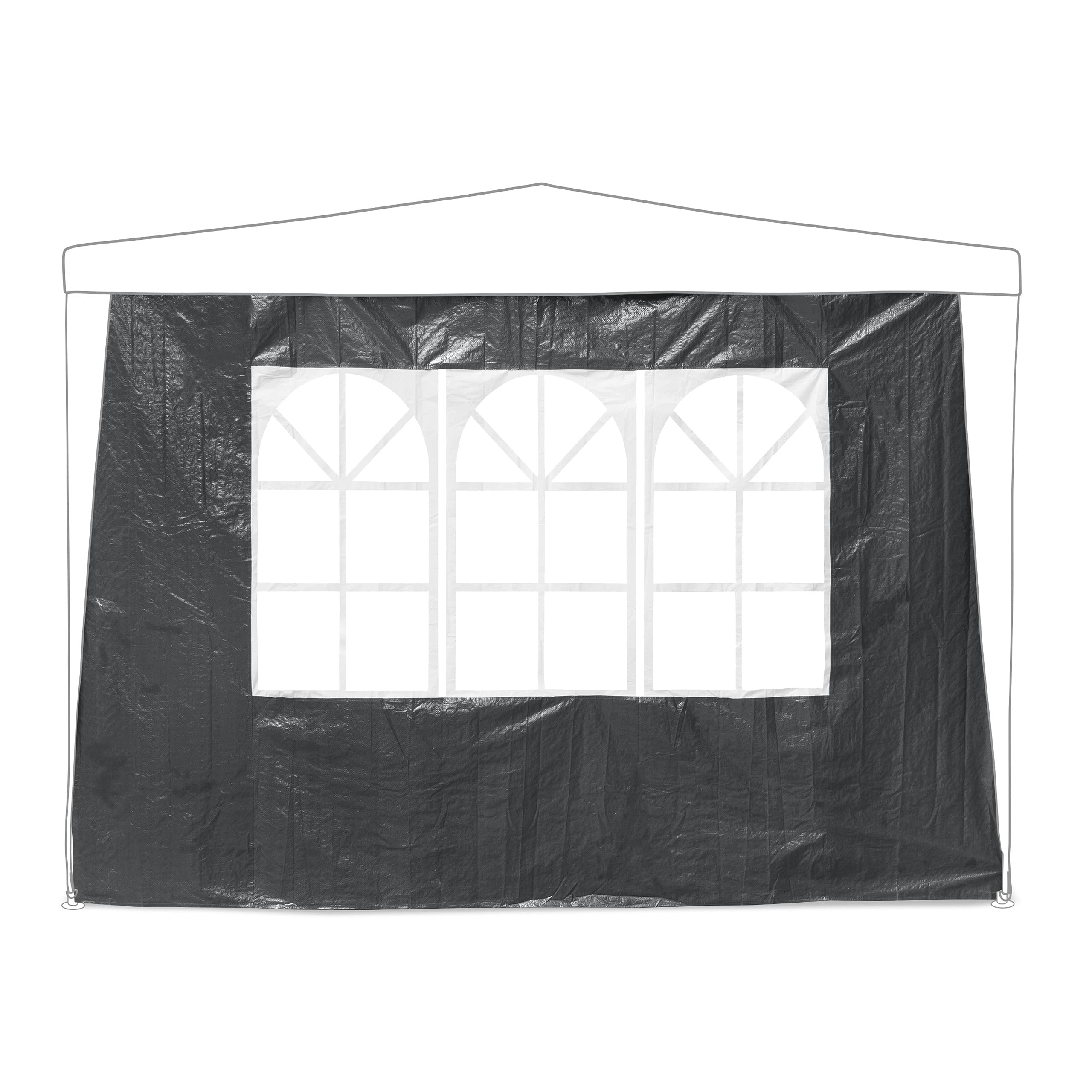 Relaxdays Tende per Gazebo Laterali, Set da 2, Telo Impermeabile in PVC, Pareti 3x2 m, 1 con Finestra, Parasole, Grigio
