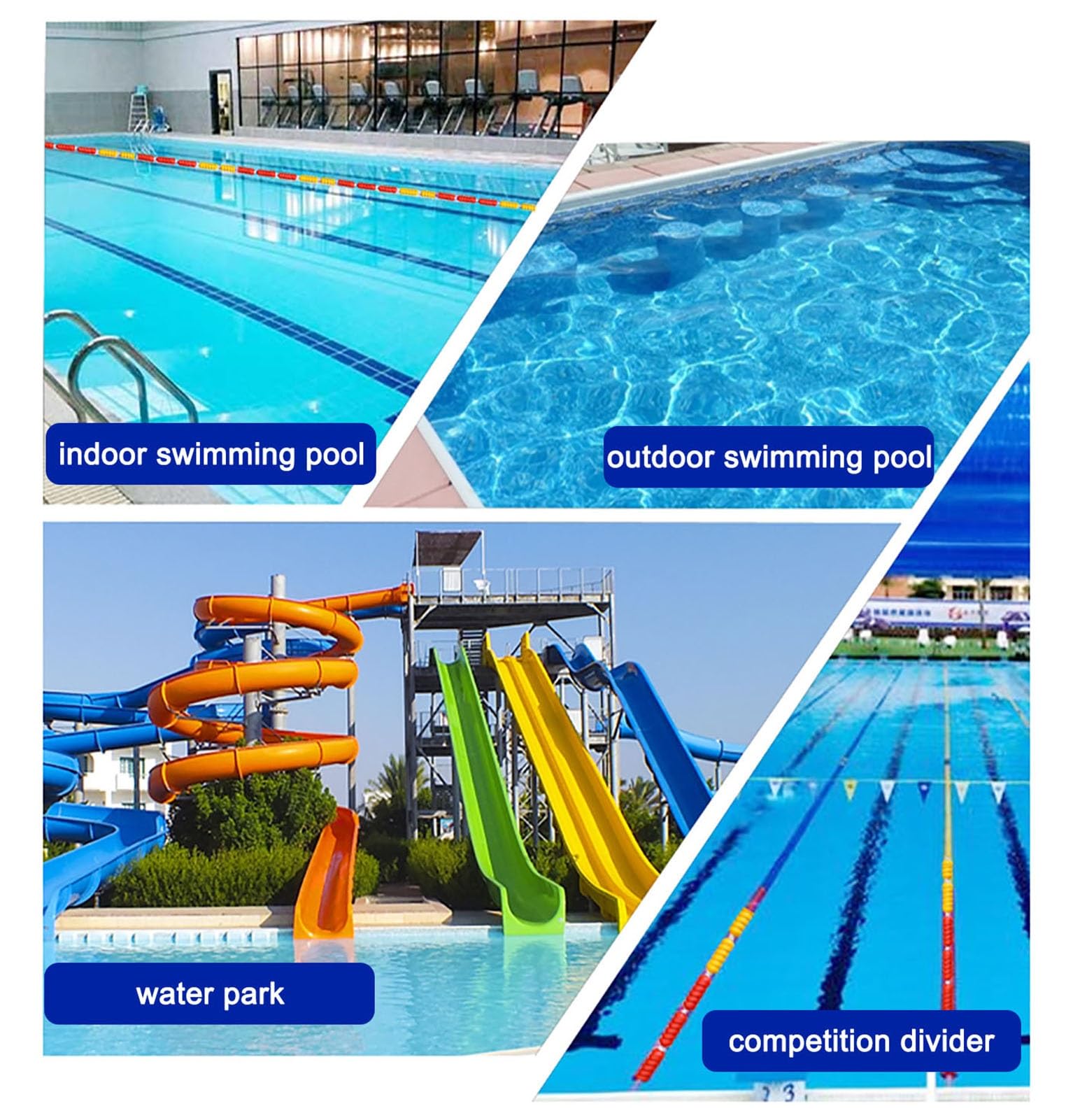 Boya divisoria, divisor de piscina, líneas de carril de piscina de patio de 23 m, 25 m y 50 m, flotador de cuerda divisoria de piscina, cuerda flotante for piscina, pelota de boya de carreras de pisci