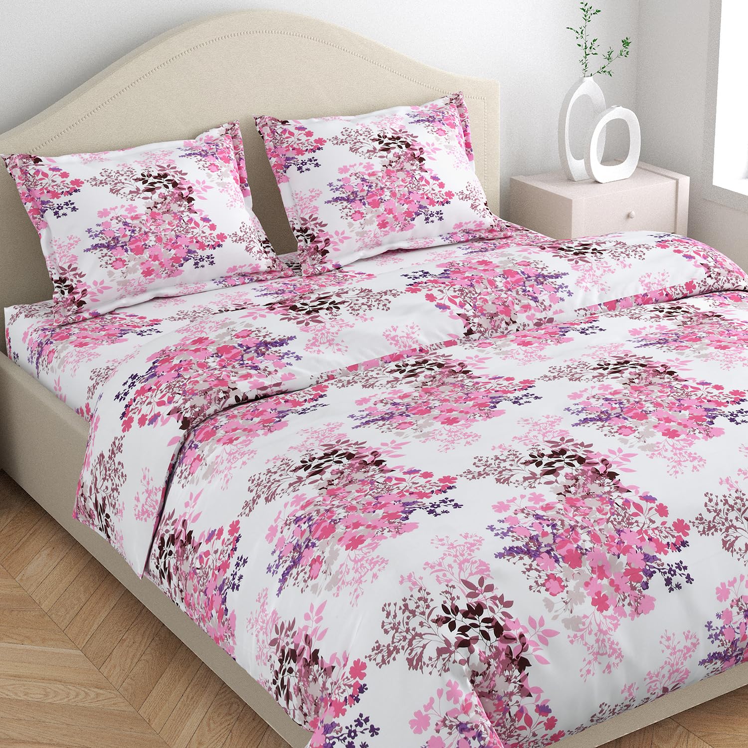 haus & kinder 100% Cotton Queen Size Bedsheet for Double Bed, 1 Cotton Bed Sheet Double Bed (90 X 100 Inches) with 2 Pillow Covers | 186 TC Bed Sheet Double Bed Cotton | Pink (B0CX97NX45) Amazon Price History, Amazon Price Tracker