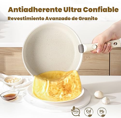 Miniatura 4 de SENSARTE Juego de ollas y sartenes de 17 piezas, antiadherentes con mango desmontable, utensilios de cocina de inducción con mango extraíble,
