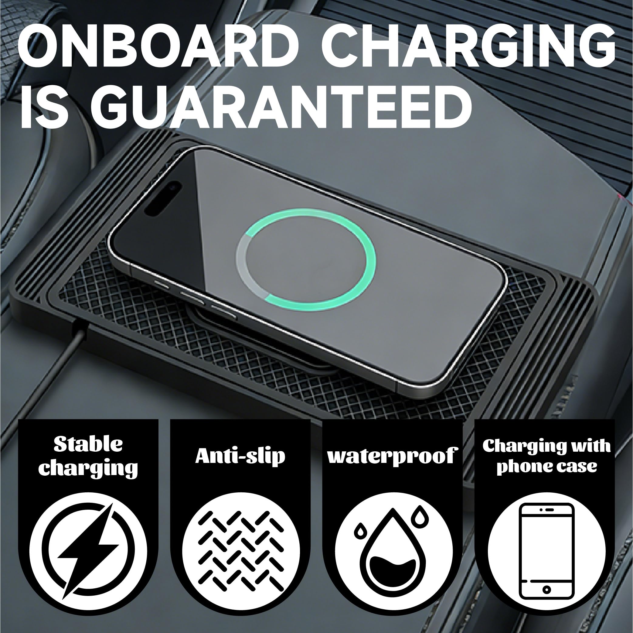 JUZELY Caricatore Wireless Auto per BYD Yuan/Yuan Plus/Yuan Up, Caricatore Rapido, Caricabatterie Senza Fili Antiscivolo,cruscotto,Pad di Ricarica Wireless,A-USB