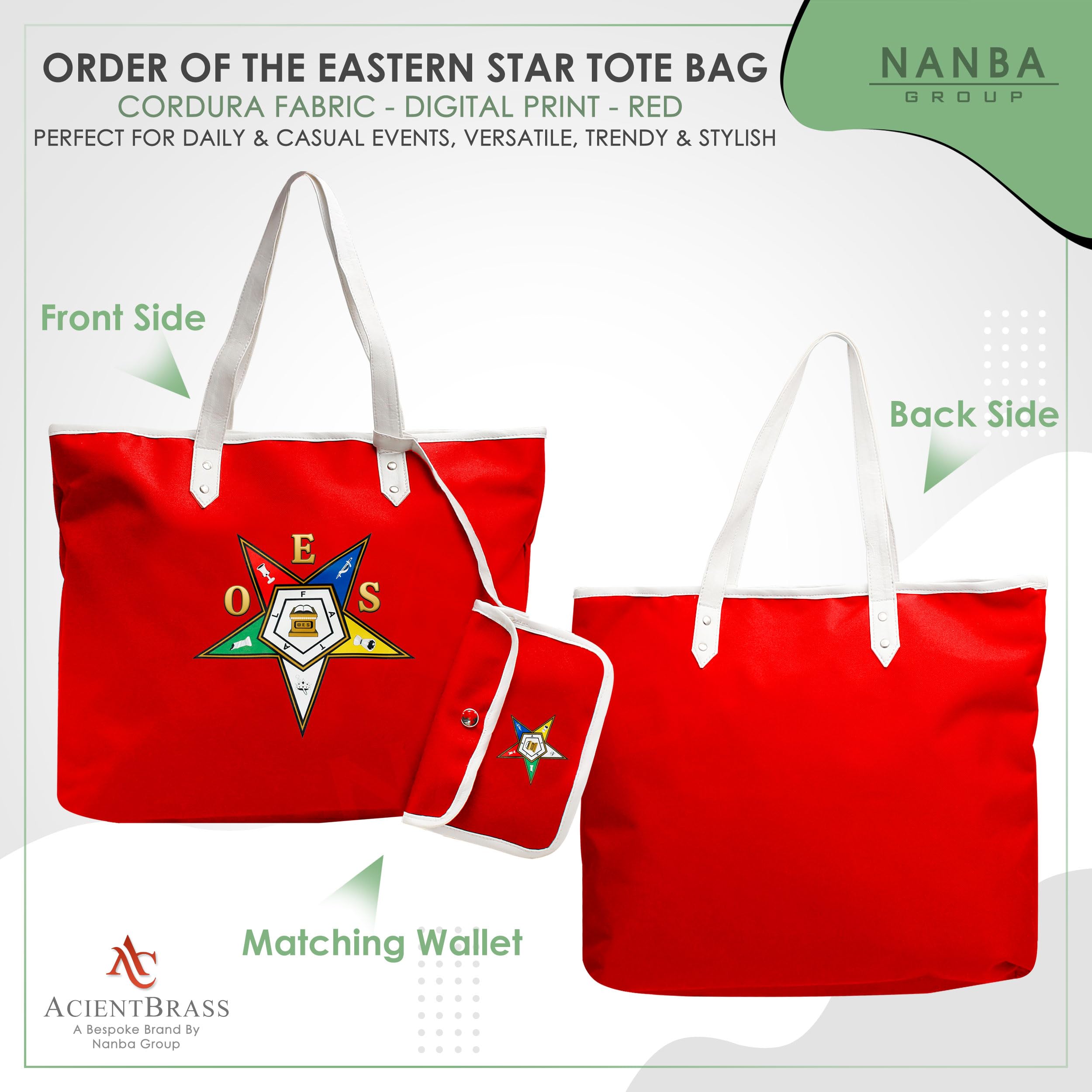 Order of the Eastern Star Tote Bag with OES Letters