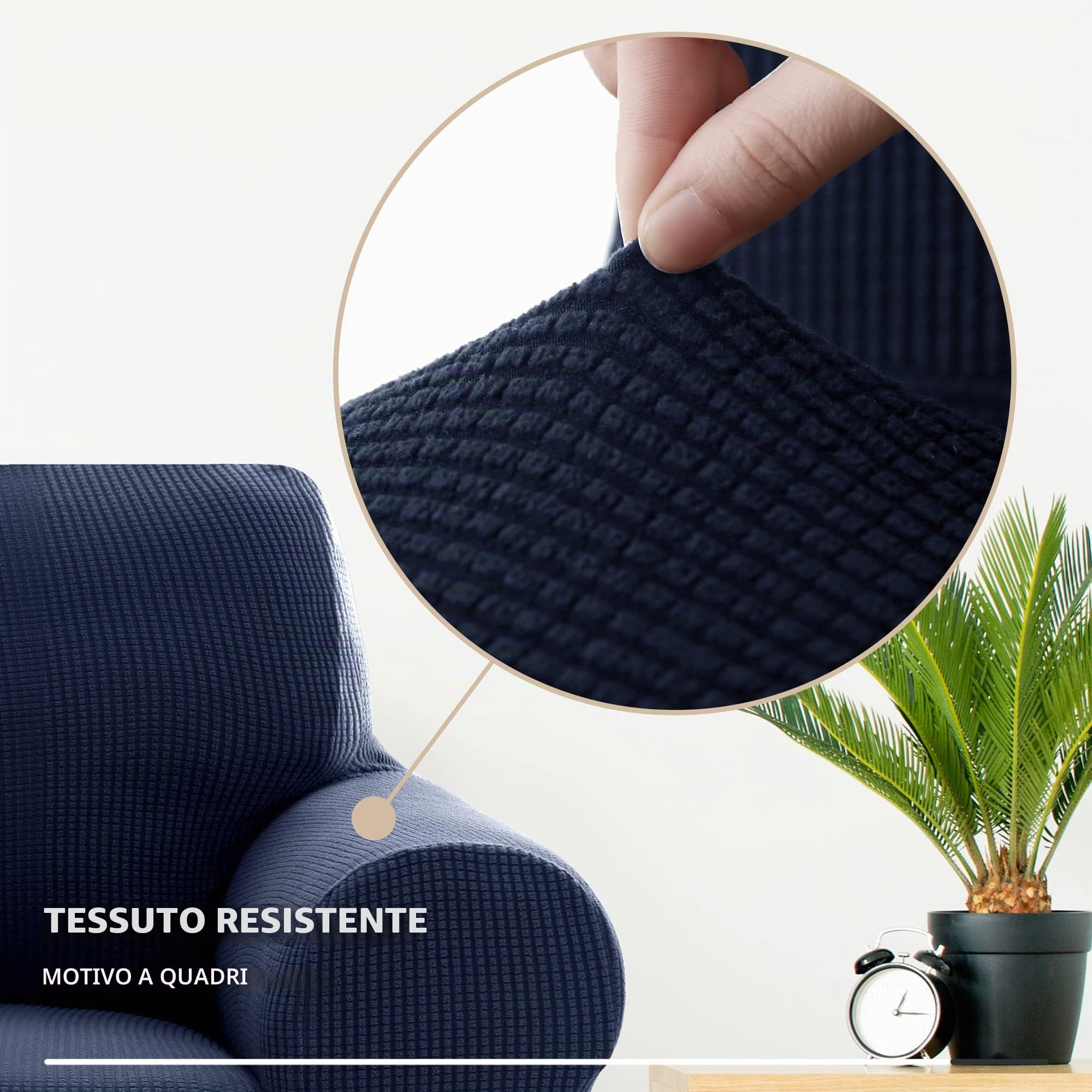 Deconovo Copridivano 2 Posti in Elastico Moderne Fodera Protettiva Divano Universale con Braccioli per Divano Blu Navy