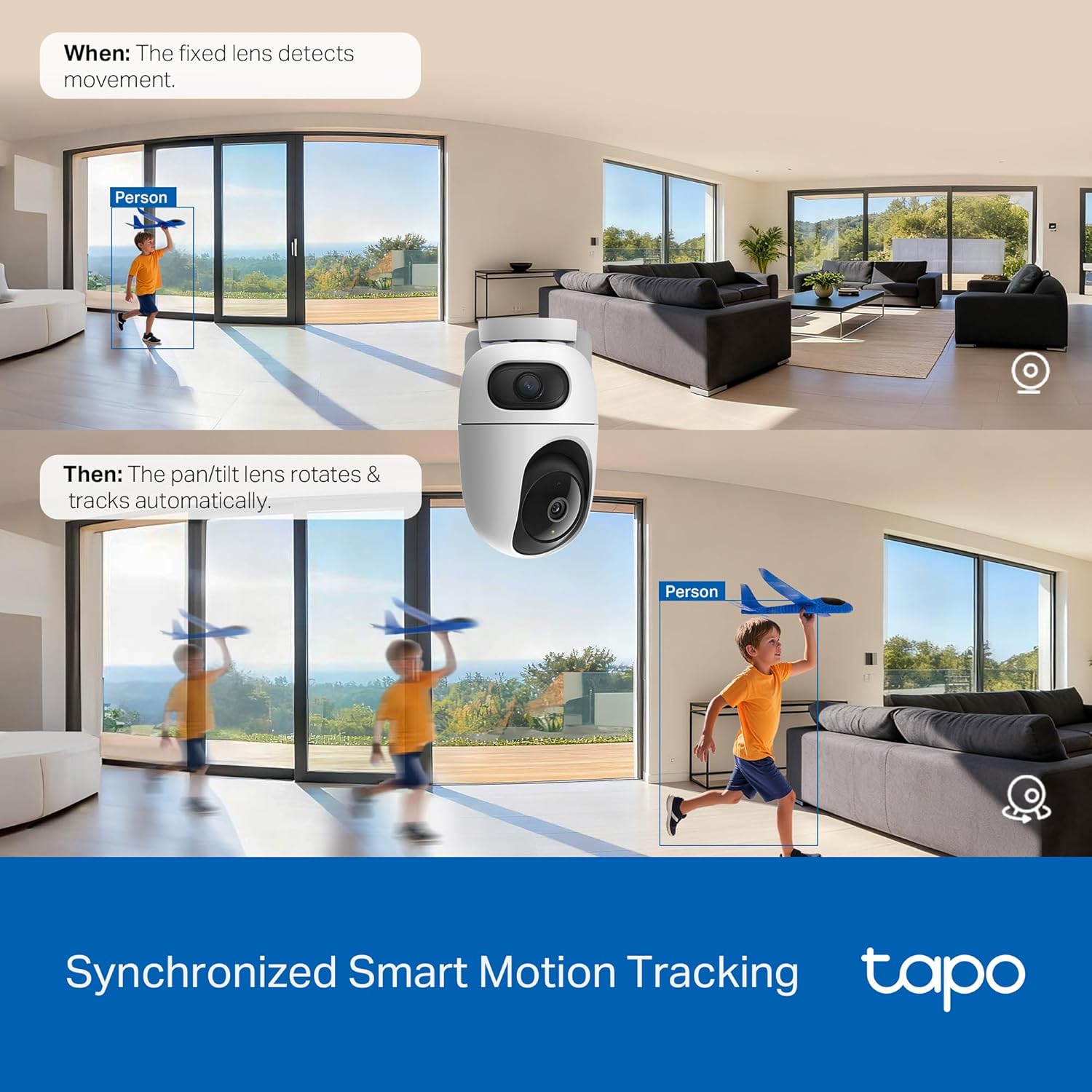 Tapo C245D – Cámara de vigilancia WiFi Interior con Doble Lente 2K, Seguimiento automático 360°, detección IA Personas/Mascotas/vehículos, visión Nocturna, Audio bidireccional, Almacenamiento Local 9