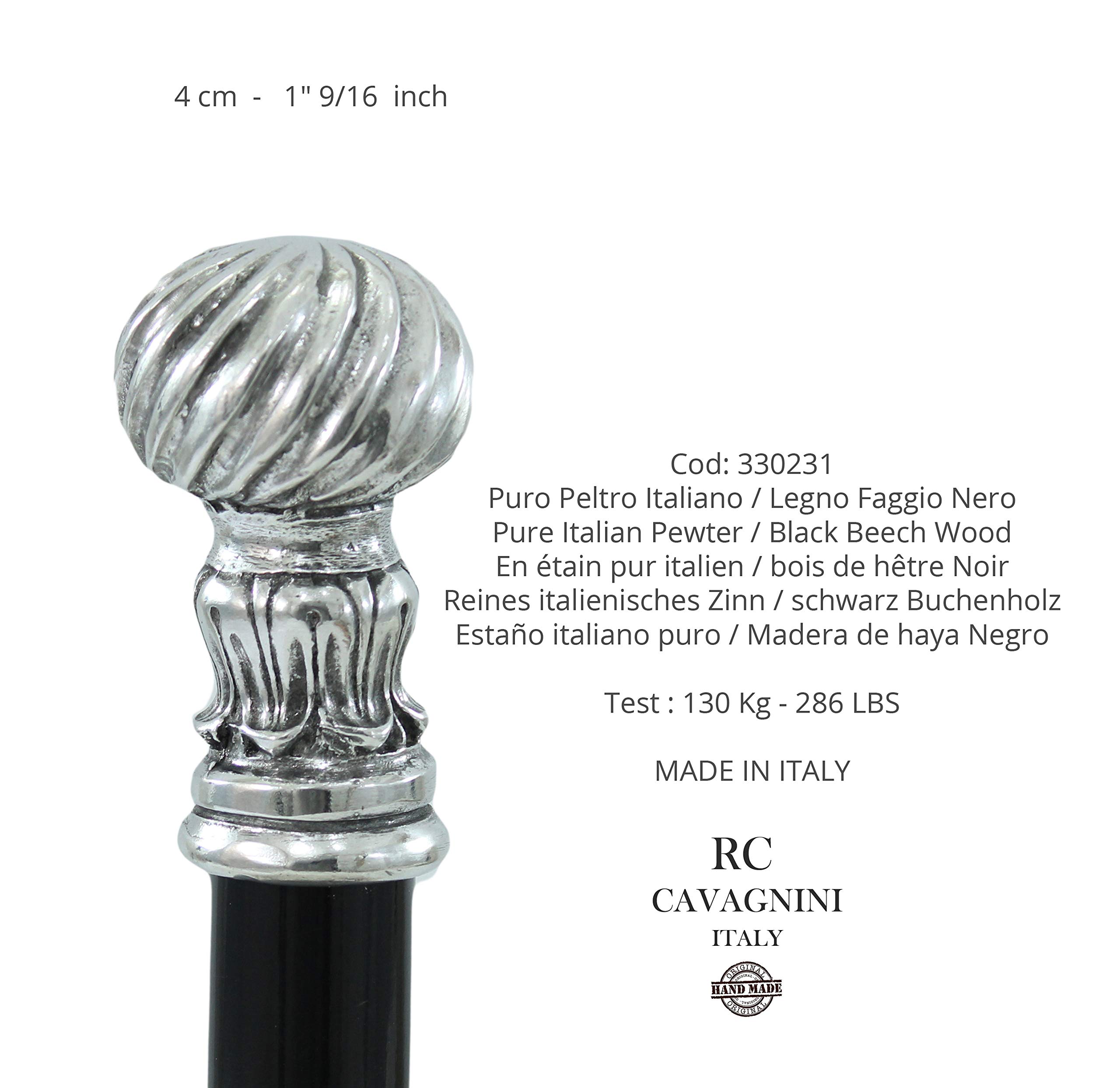 Bastón de Paseo Elegante Negro Dandy Madera Peltre Plata (Color Negro)