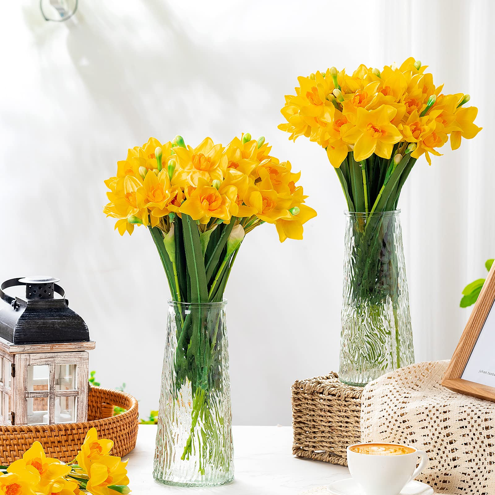 Giegxin 30 Stück Künstliche Narzissen Blumen 41,7 cm Narzissen Frühling Blume Kunstblumen für Home Decor Indoor Dekorative Blumen Künstliche Blumen für Haus Garten Hochzeit Party (Gelb)