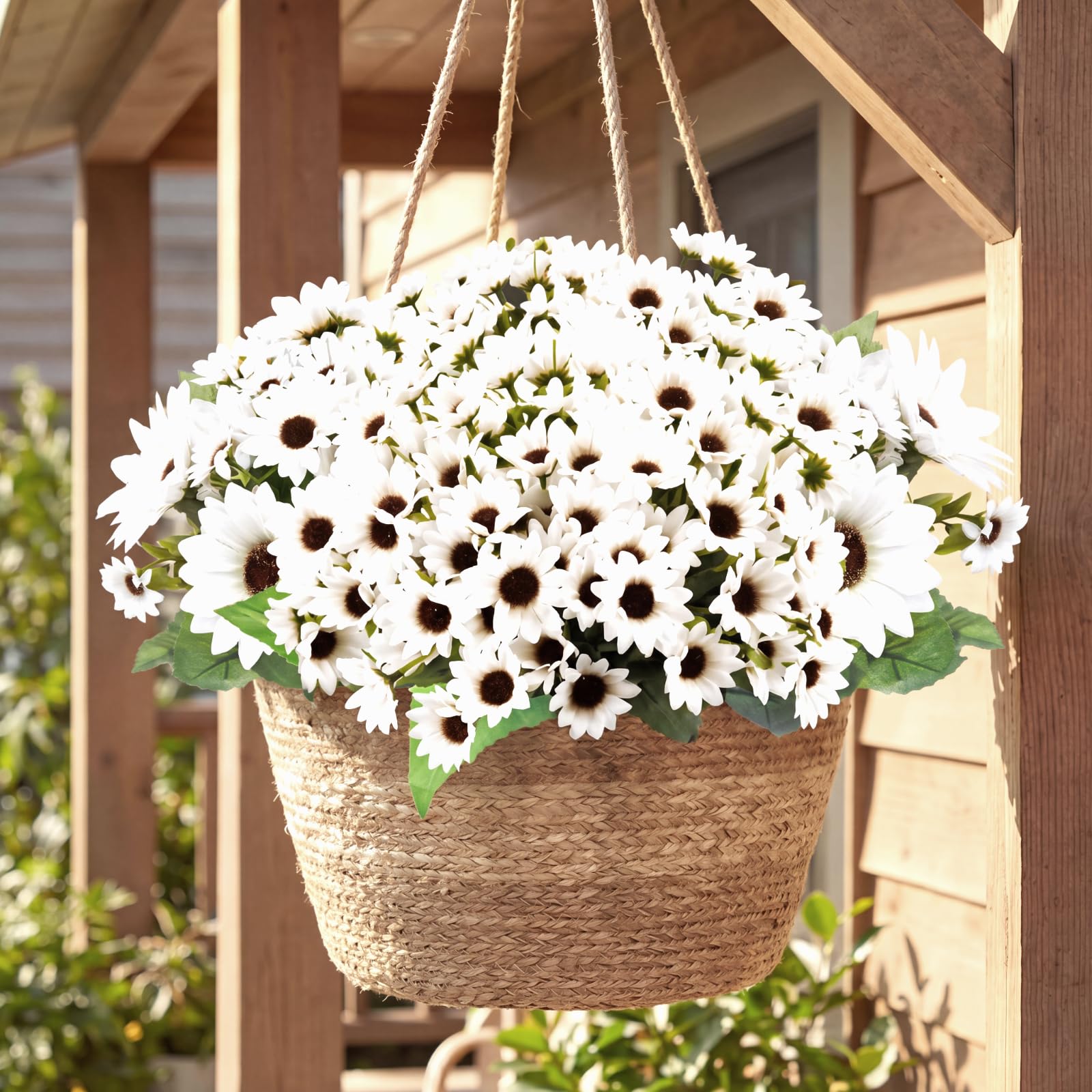 Künstliche Sonnenblume mit Stielen, Blumenstrauß, künstliche Pflanzen, UV-beständig, Kunststoff, Kunstblume für den Außenbereich, kein Verblassen, für Hochzeit, Herbst, Garten, Zuhause, Fensterkasten,