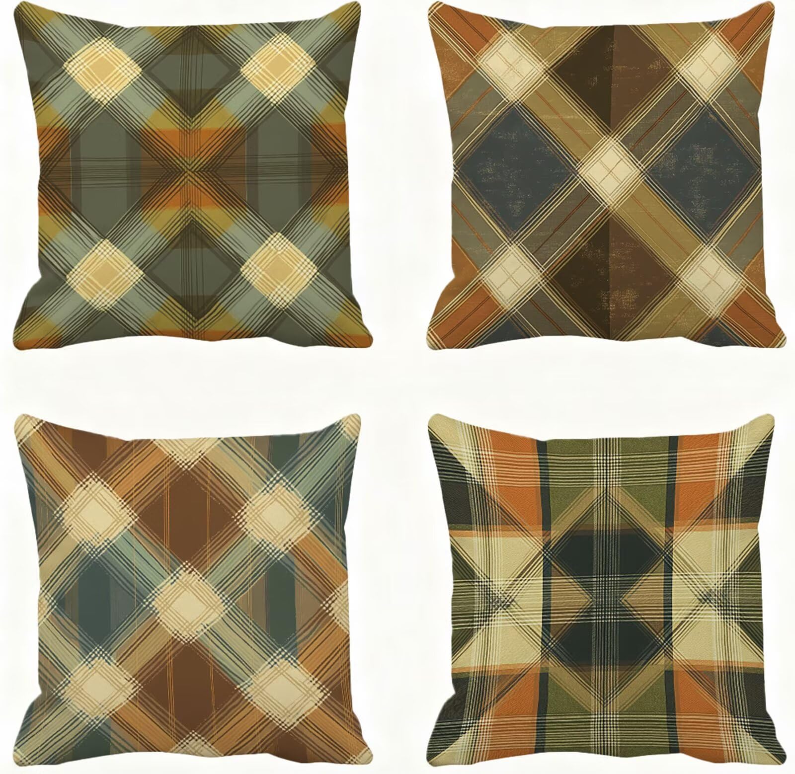 Pomarańczowy kolor poszewki na poduszki Divan 80x80 Tartan Poszewki na poduszki do łóżka Super miękka poszewka na poduszkę zestaw 4 poduszek na sofę jesienne dekoracje poszewki na poduszki, na krzesło