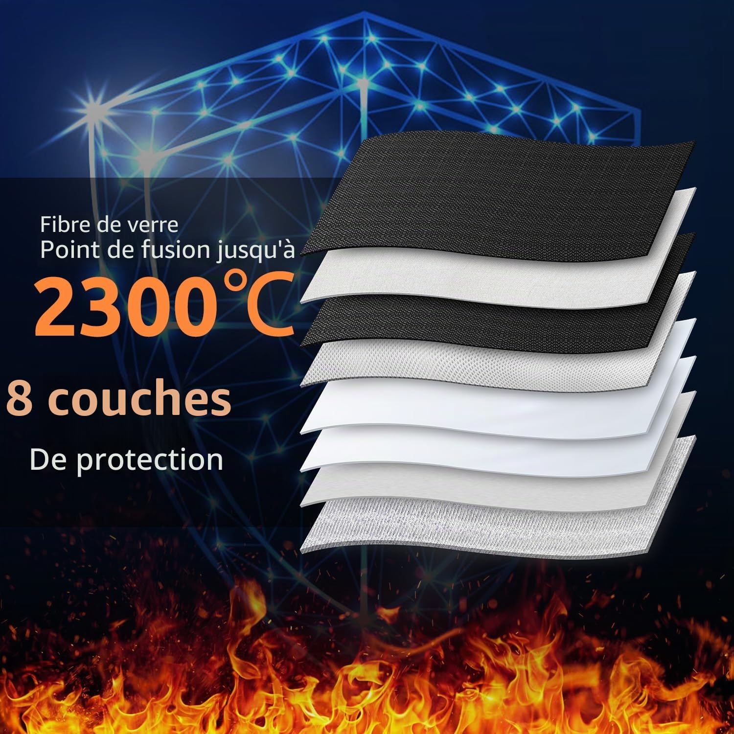 JASCOPRO sac de protection ignifuge pour batterie, protection pour batterie résistant au feu jusqu'à 1400°C, étanche et anti-explosion Lipo Safe Bag, Sac de sécurité pour Le Stockage, Le Transport (L)