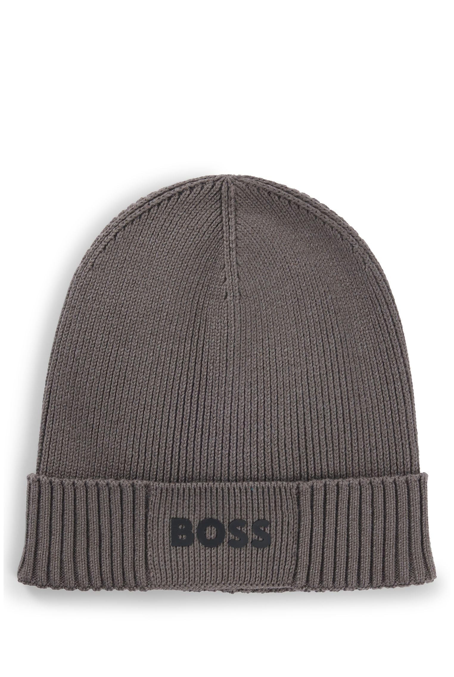 BOSS Mens Asic Beanie-X Logo-detail beanie hat in cotton and virgin wool
