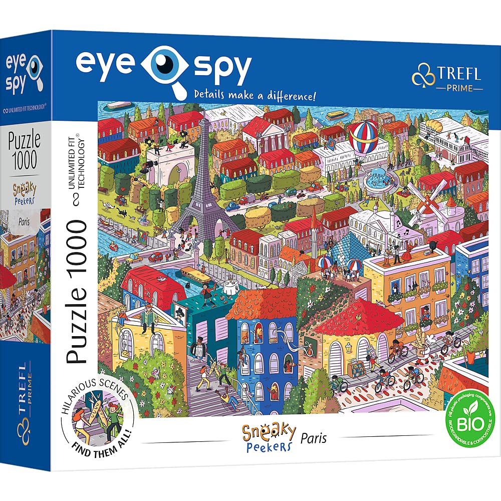 Trefl Prime Puzzle UFT Eye-Spy Sneaky Peakers: Parigi, Francia – 1000 Pezzi, Forme Irregolari, BIO, EKO, Per Adulti E Ragazzi 12+