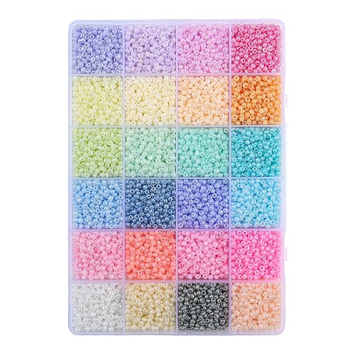 12500pcs John Bead Assorted Glass Seed Beads 8/0, 24 Rainbow