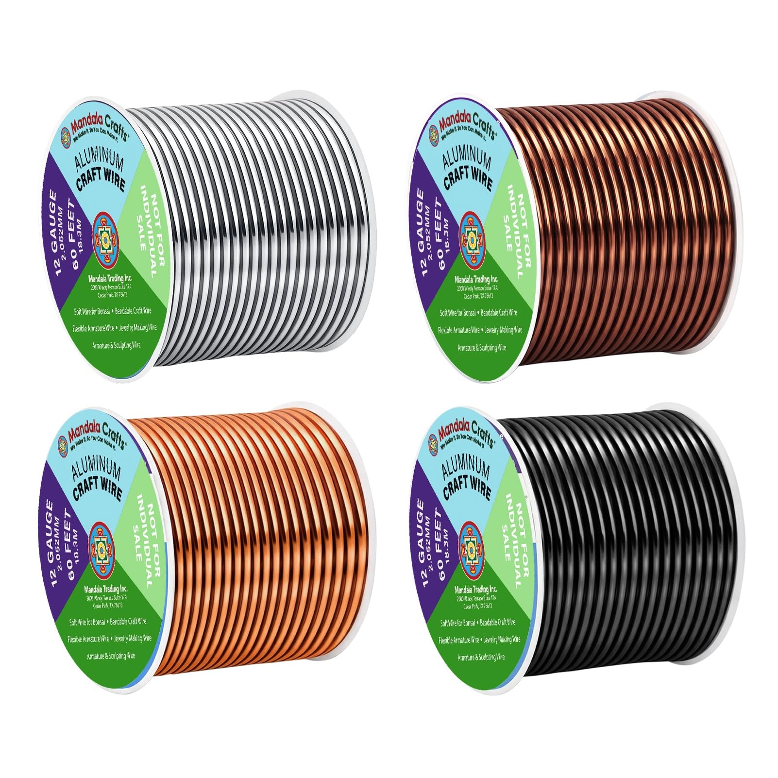 Mandala Crafts 12 Gauge Neutral Combo Anodized Aluminum Craft Wire, 240 FT