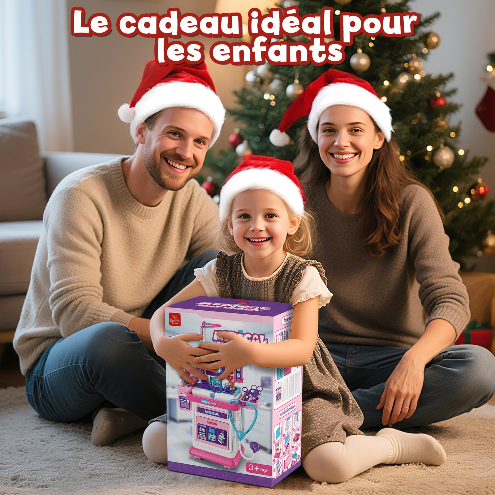 Lehoo Castle Malette Docteur Enfant, Jouet Docteur avec Chariot, Kit de Médecin pour Filles et Garçons 3+ Ans Rose
